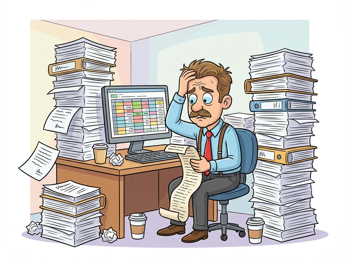 François, le directeur financier, est submergé. Des piles de documents s'entassent sur son bureau, et son écran affiche d'innombrables feuilles Excel complexes. Il soupire, épuisé par la longueur des budgets et le manque de fiabilité des données.