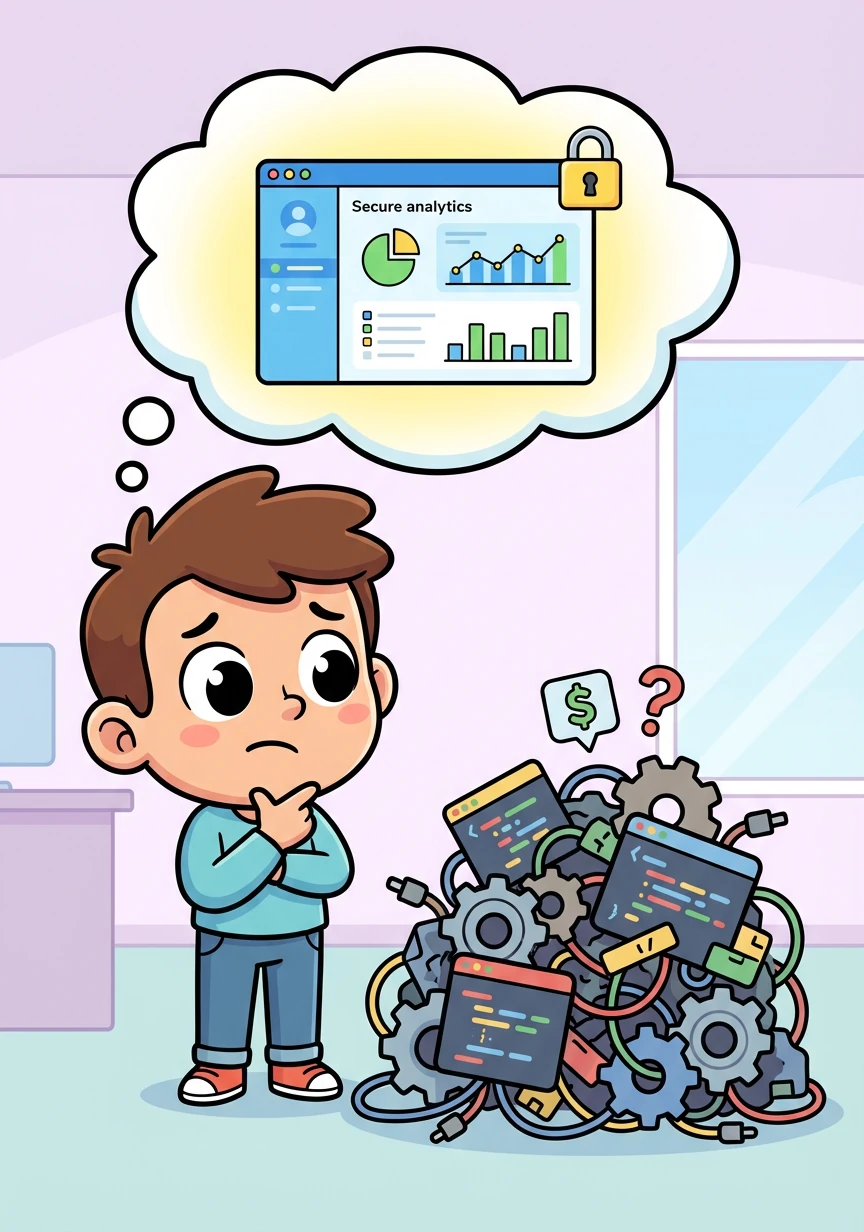 He envisioned a beautiful and secure analytics web application, but custom development seemed like a daunting and expensive task.