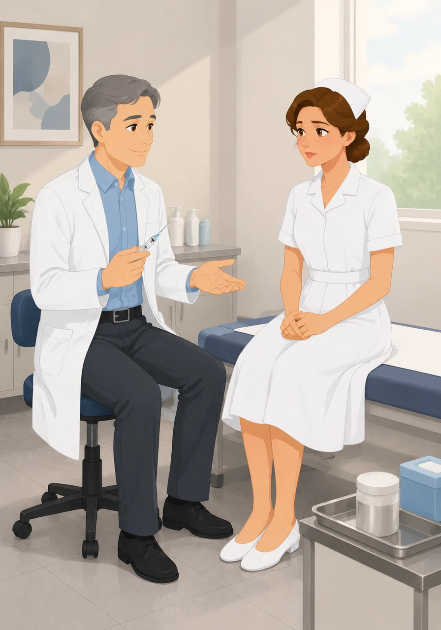 Inside the examination room, Dr. Evans kindly explained that to treat her sudden illness, she would need a special injection and temporary medical precautions. Maya listened intently, trying to brave the overwhelming reality of her medical situation.
