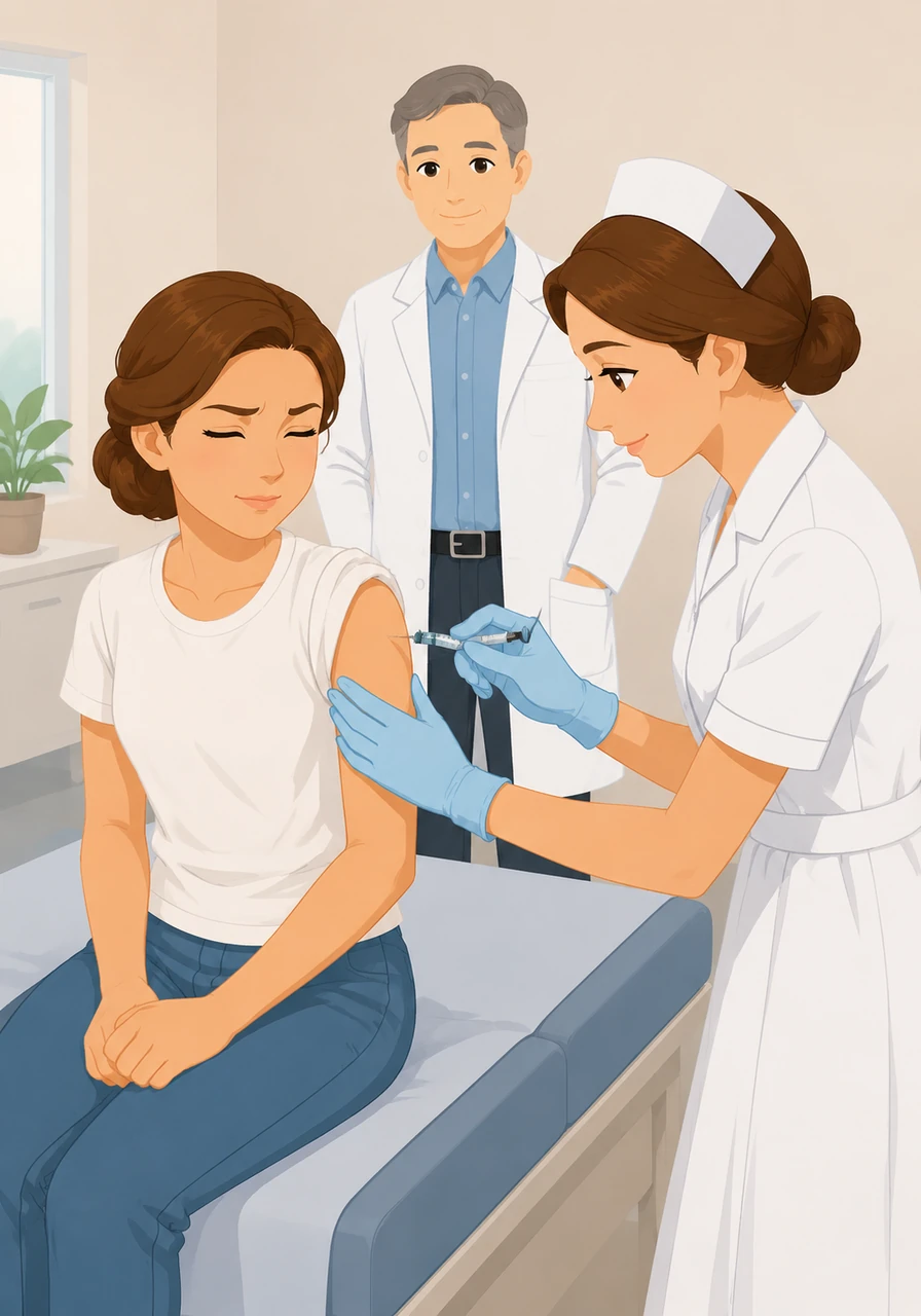 The nurse gently prepared Maya for the injection, offering words of reassurance to calm her fluttering heart. Maya closed her eyes tight and took a deep breath, feeling a sharp pinch that was over much quicker than she feared.