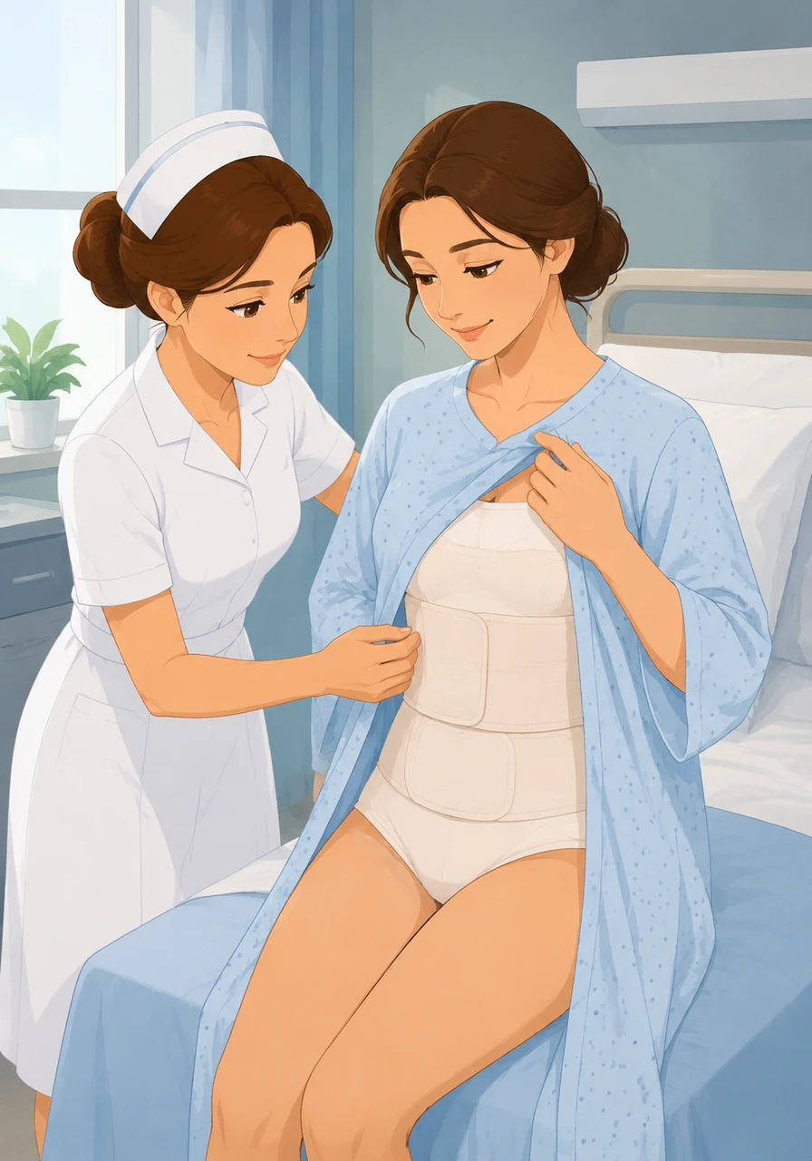 With quiet dignity, Maya allowed the nurse to help her change into the protective garment underneath her hospital gown. She adjusted to the bulky, unfamiliar feeling, realizing it was just a temporary tool to help her heal safely.