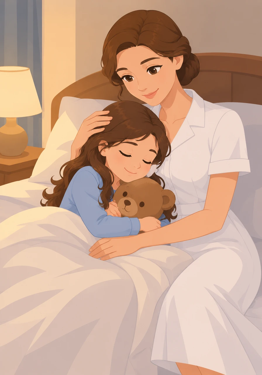 Back in the comfort of her own bedroom, Maya snuggled under her covers with her mother sitting by her side. She had faced her fears head-on, proving to herself that true strength shines brightest during unexpected challenges.