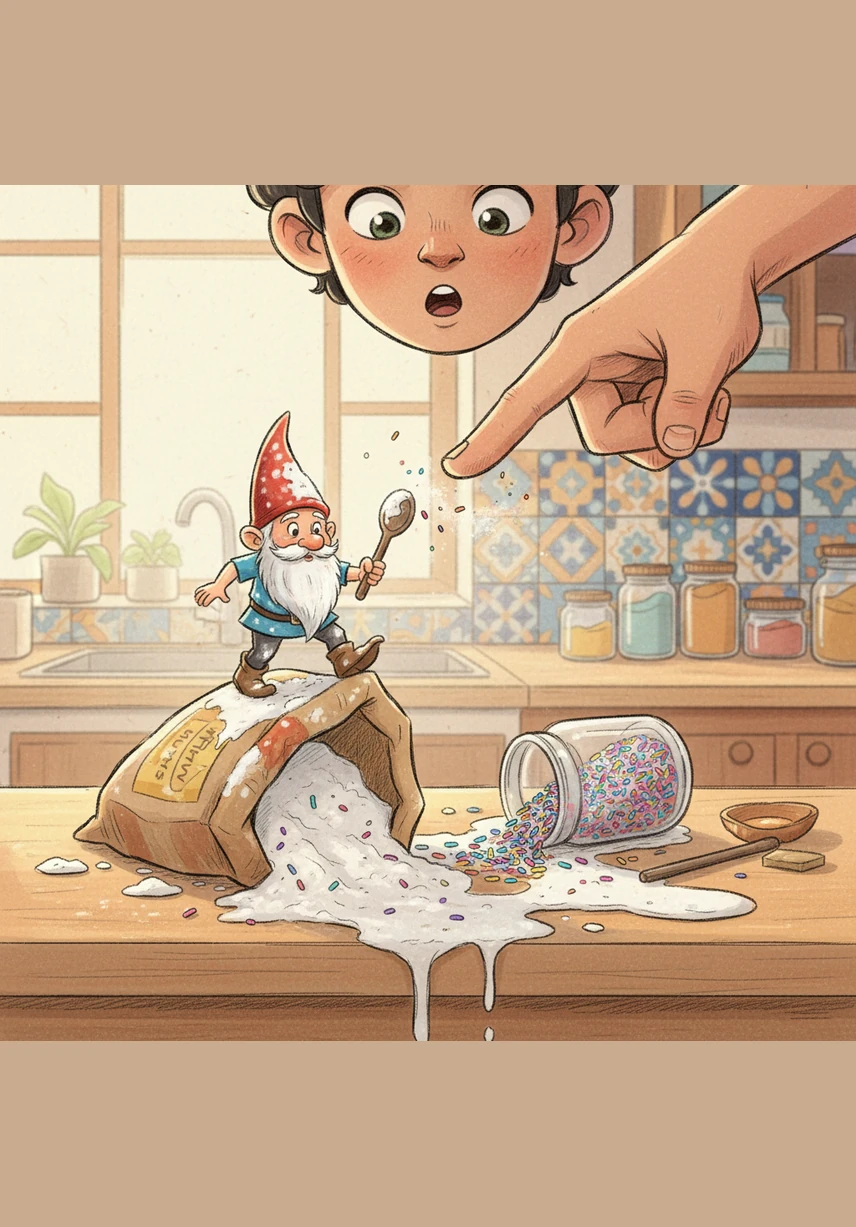 Captain Germ leaps toward the pasta salad, but he is thwarted when Ben snaps a lid onto the container just in time. The kitchen becomes a battlefield of cleanliness, with the children using bright tongs and clean napkins to keep everything pristine. Even though they cannot see him, their careful habits act like an invisible shield against the tiny villain’s plans.