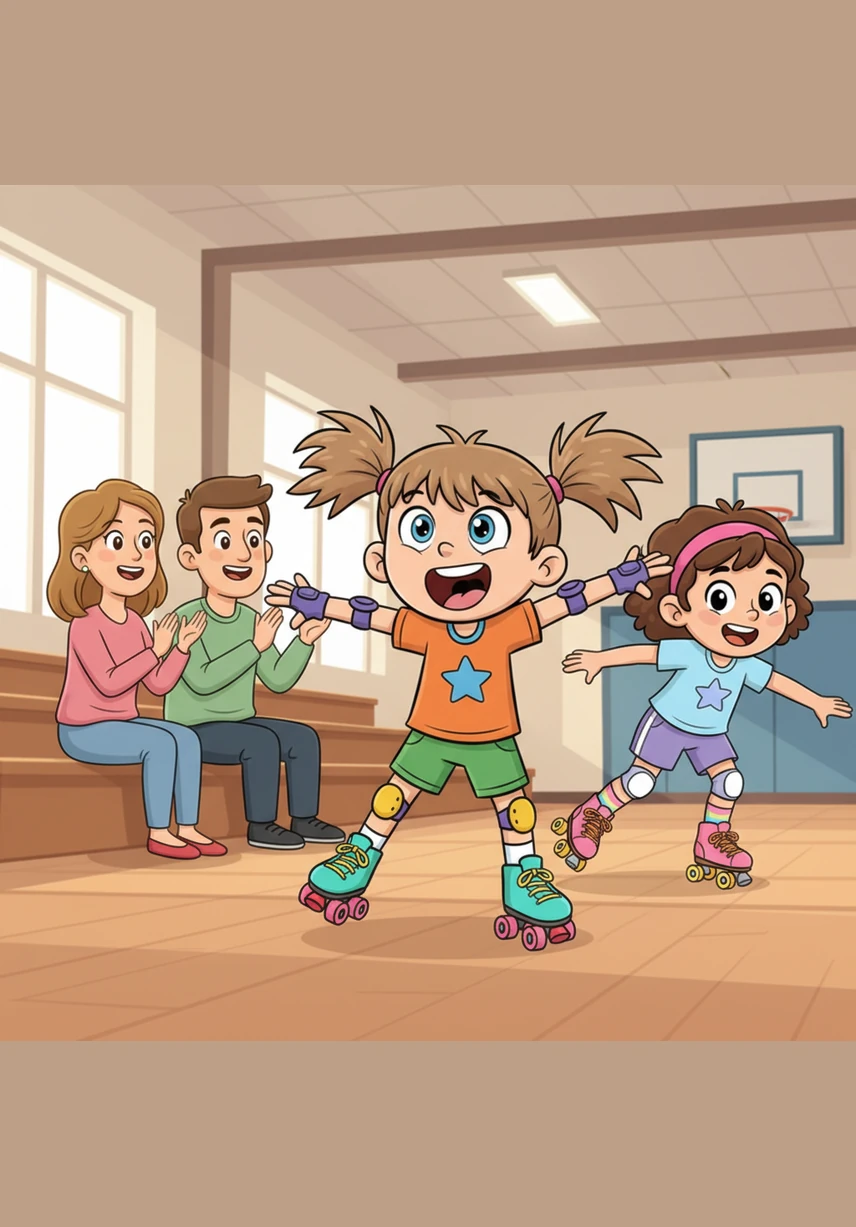 The parents soon realize that Izzy is the kindest and most talented teacher their children have ever had. Now, they visit the gym every day to watch the wonderful purple monster lead the class with her sparkly eyes and expert skating.