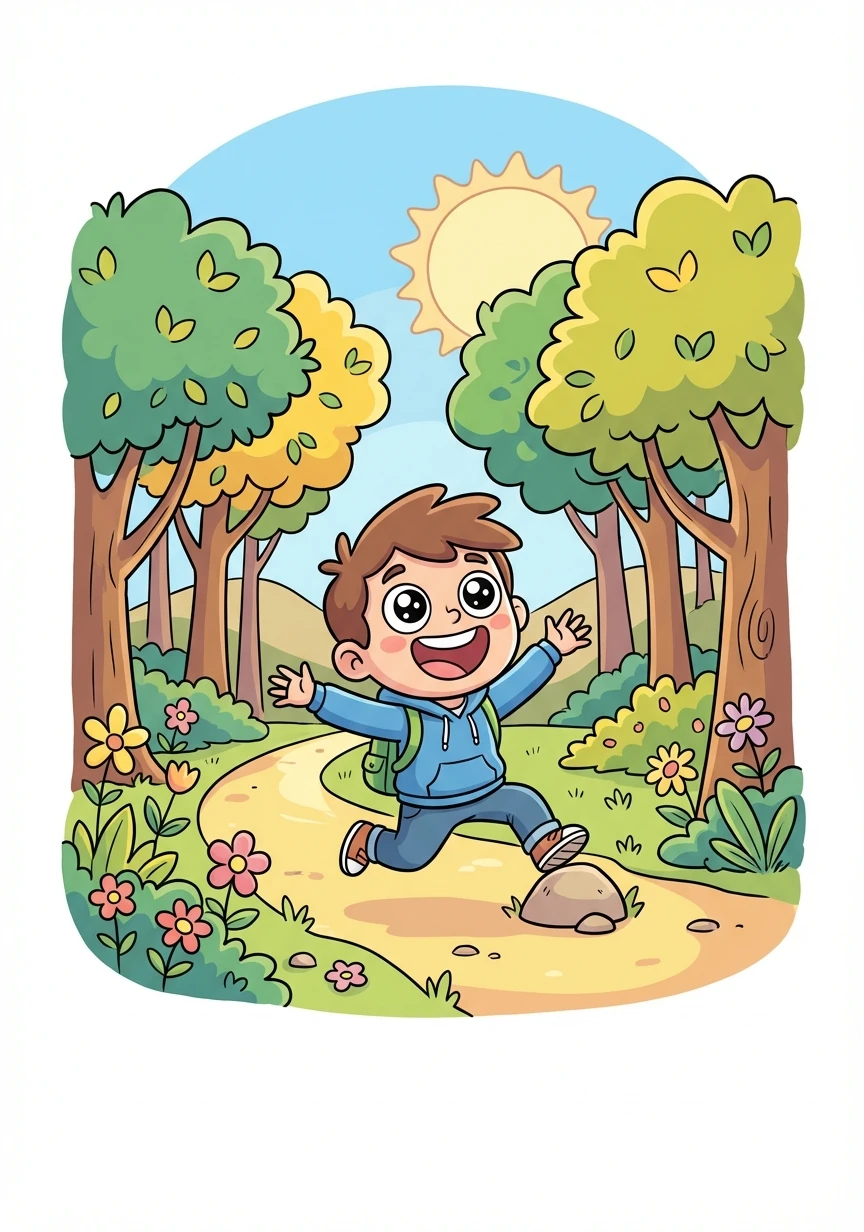 Ένα πρωί, ο Αρίωνας ξεκίνησε για το δάσος με ένα χαμόγελο ζωγραφισμένο στο πρόσωπό του. Ήταν έτοιμος για μια μεγάλη περιπέτεια.