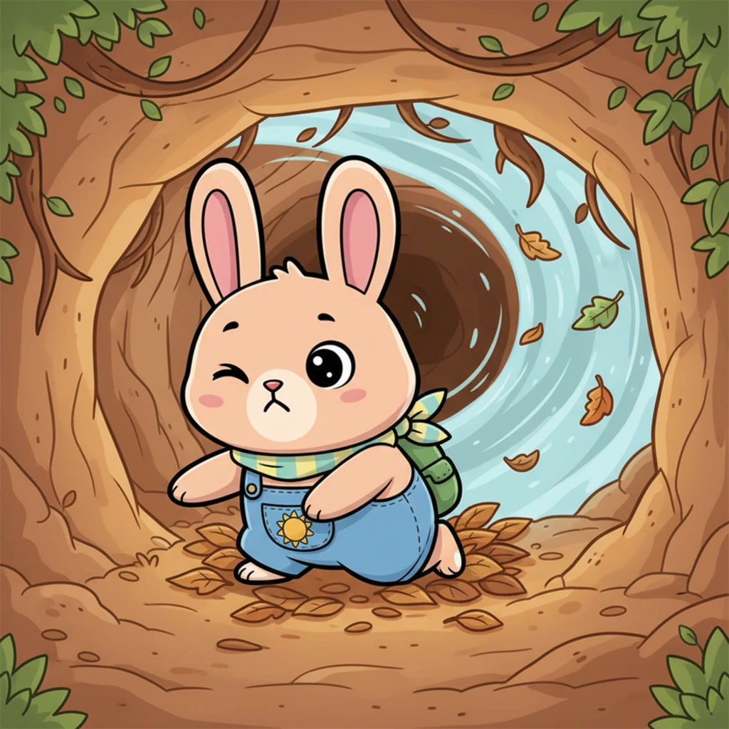 Pip the little bunny stretched his tiny paws, expecting to see his warm, fluffy mother beside him. But the burrow was empty, and a cold breeze whispered through the entrance. His big, round eyes blinked in confusion, a tiny frown appearing on his nose.
