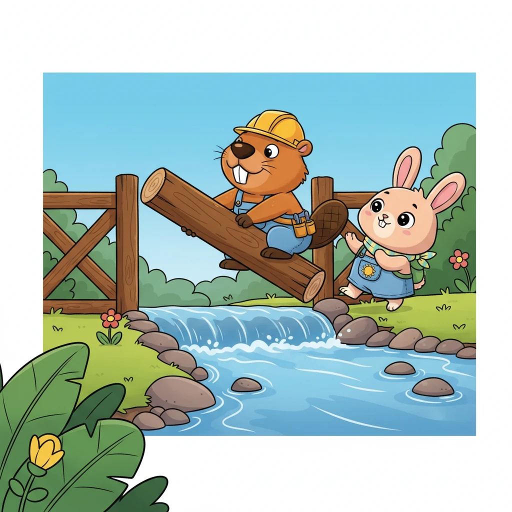 When they reached a gurgling stream, a busy Beaver named Builder Bob was patching his dam. Builder Bob noticed their dilemma and quickly helped them across, using a sturdy log as a bridge. Pip thanked him with a grateful twitch of his nose.
