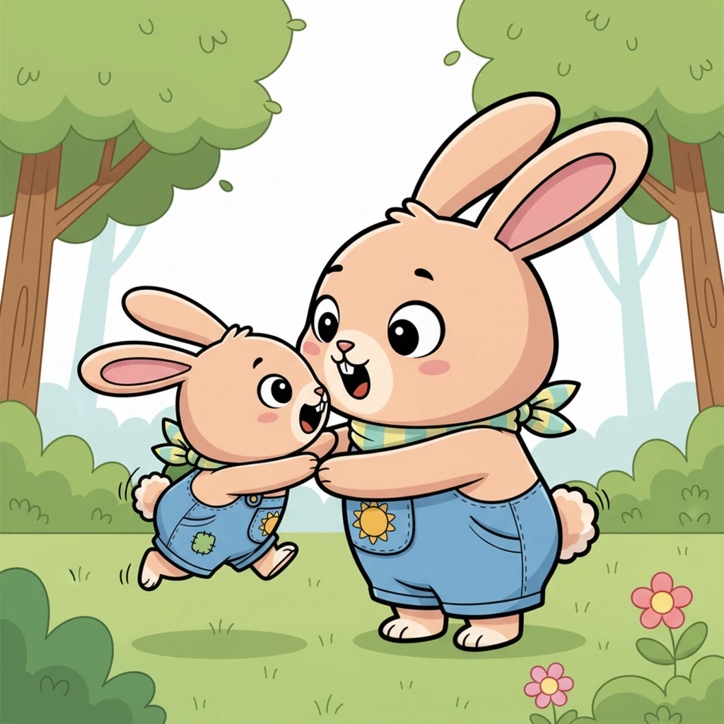 With a burst of speed, Pip darted forward, his little legs a blur. "Mommy!" he squeaked, leaping into her soft fur. His mother turned, her eyes wide with surprise, then enveloped him in a warm, comforting hug. She had been worried sick!