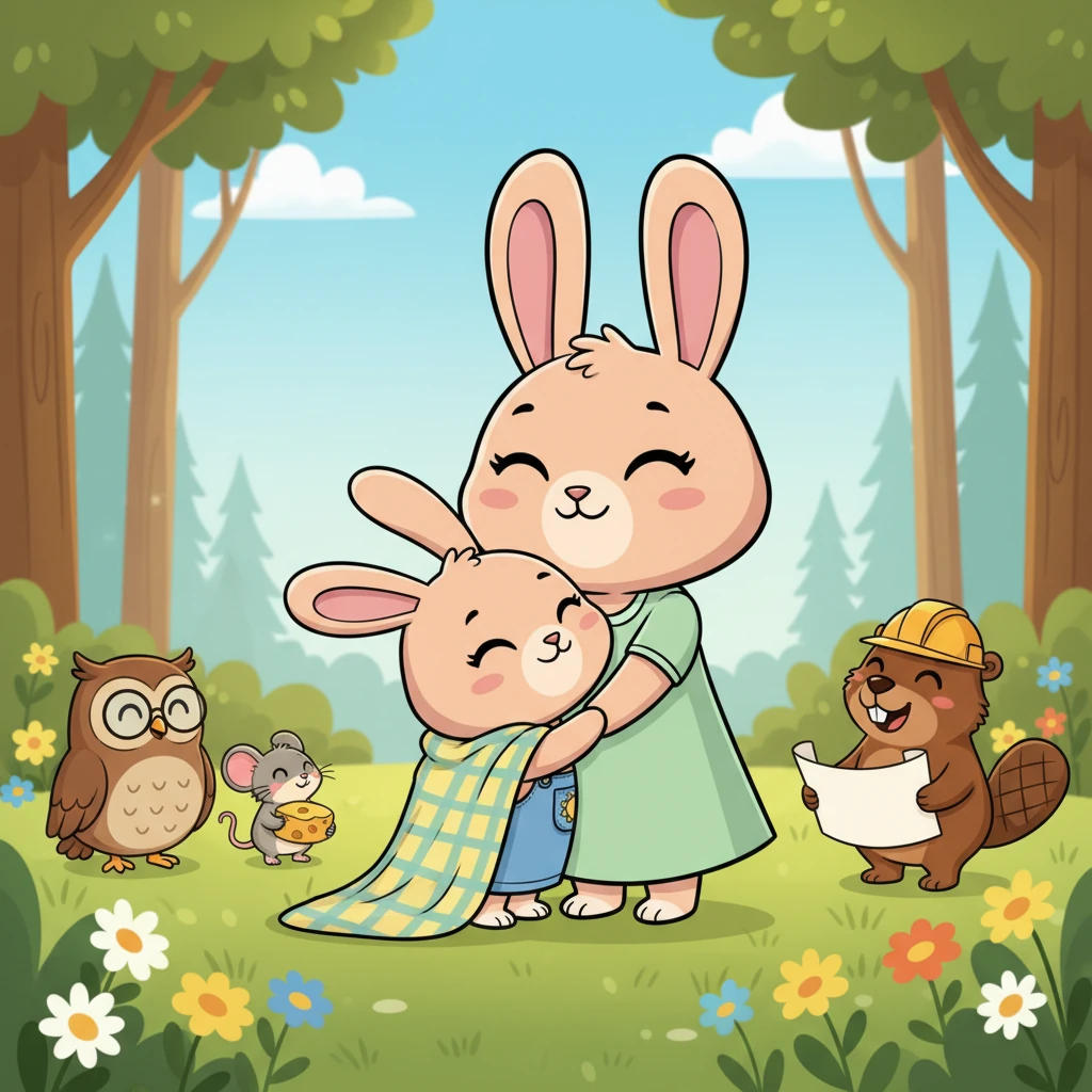 Pip snuggled close to his mother, feeling safe and loved. Professor Hoot, Squeaky, and Builder Bob watched from a respectful distance, smiling. It was a wonderful day, and Pip knew he had the best friends in the whole wide forest.