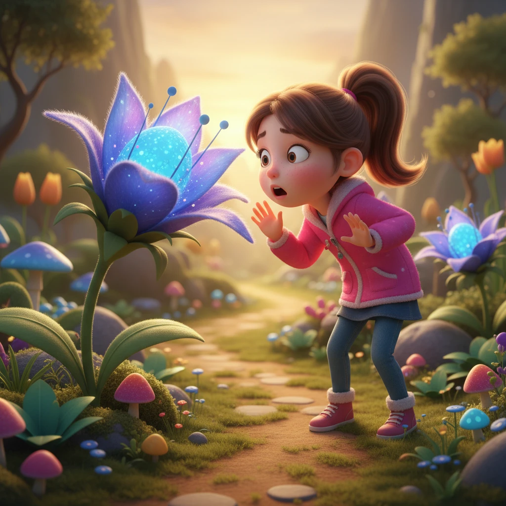 As Lily leaned in, a soft, melodic whisper brushed against her ear, "Hello there, little one." Lily gasped, her eyes widening in disbelief, and she quickly looked around, thinking someone was playing a trick. But the garden was empty, save for the vibrant bloom.
