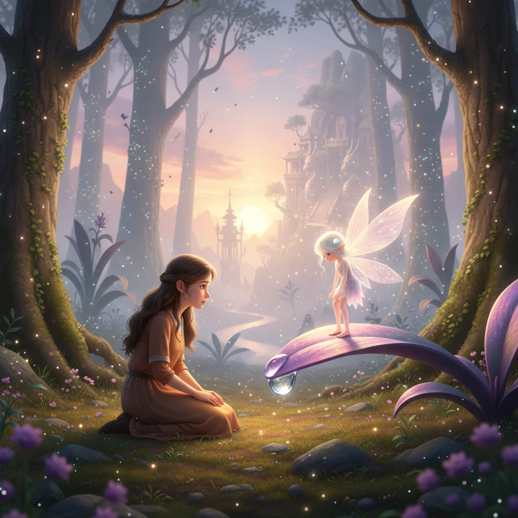 Elara explained that the magical world, Aethelgard, had slowly vanished as people stopped believing in magic and wonder. "When imagination dimmed, so too did our lights," she sighed, a tiny dewdrop forming on a petal. "Now, only a few of us remain, holding onto the last vestiges of its memory."