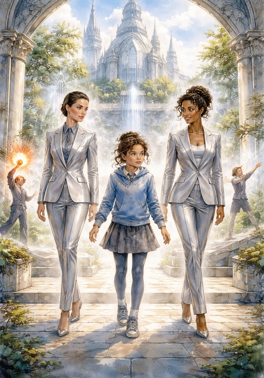 The academy was a floating fortress of glass and marble, tucked away in a hidden fold of the world. Desara walked through the gates with wide eyes, seeing students conjuring fire and gravity, feeling for the first time that she truly belonged.