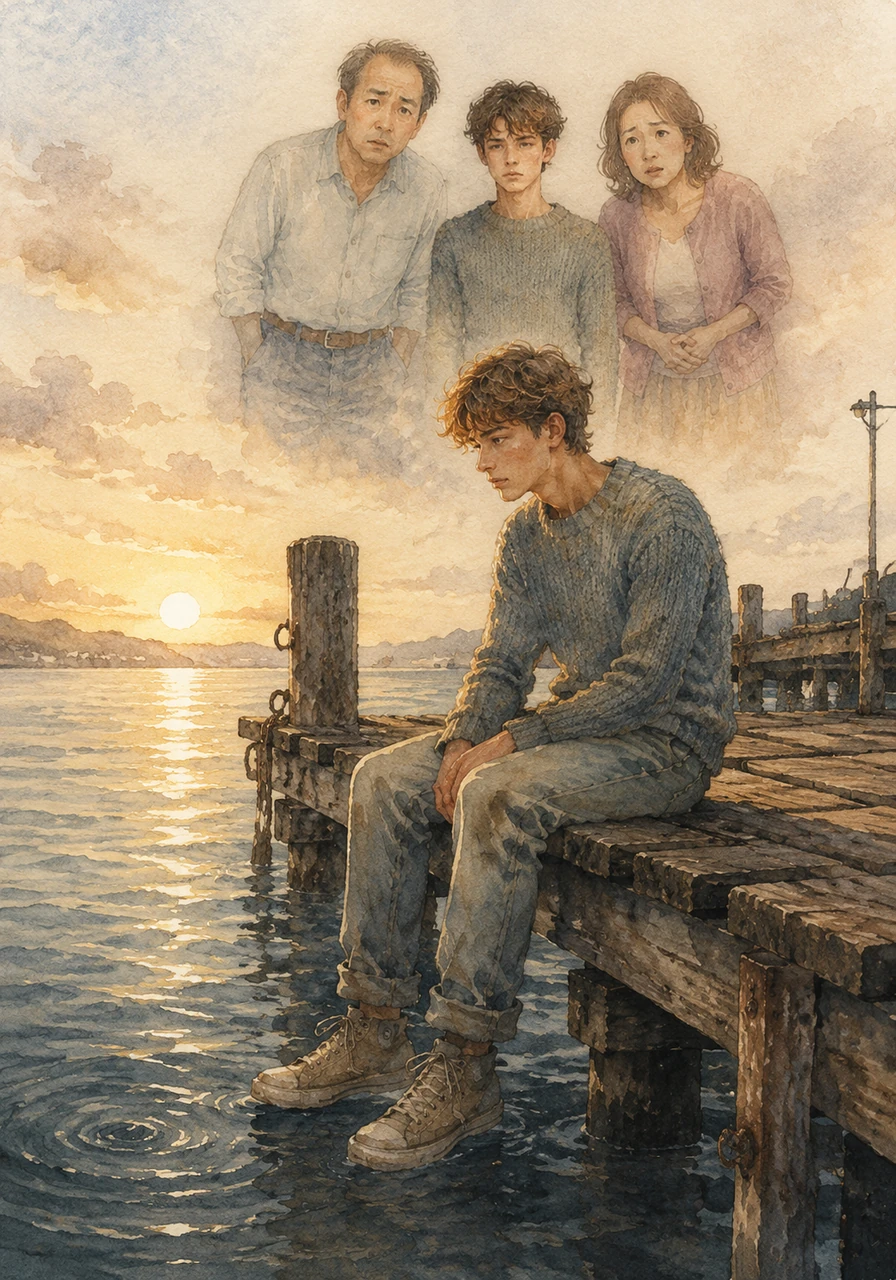 Sitting on an old, weathered pier, Leo watches the ripples on the water and realizes that the world hasn't changed, but he has. He begins to see the beauty in the shadows and the unexpected strength in his own solitude.