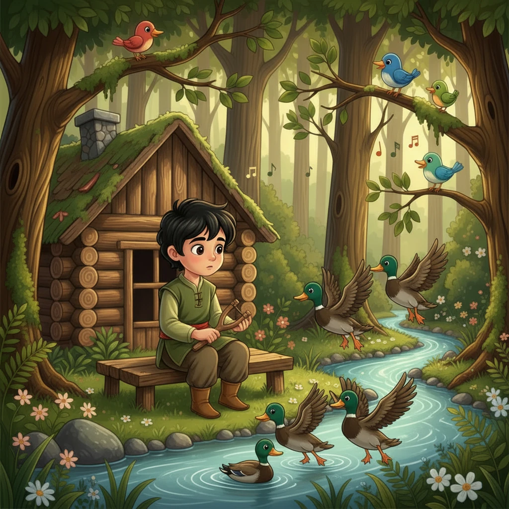 علی با دقت به مرغابی‌ها نگاه می‌کرد. او می‌دانست که باید صبور باشد و منتظر بهترین فرصت بماند. ناگهان، یک دسته مرغابی به سمت او پرواز کردند و روی آب نشستند.