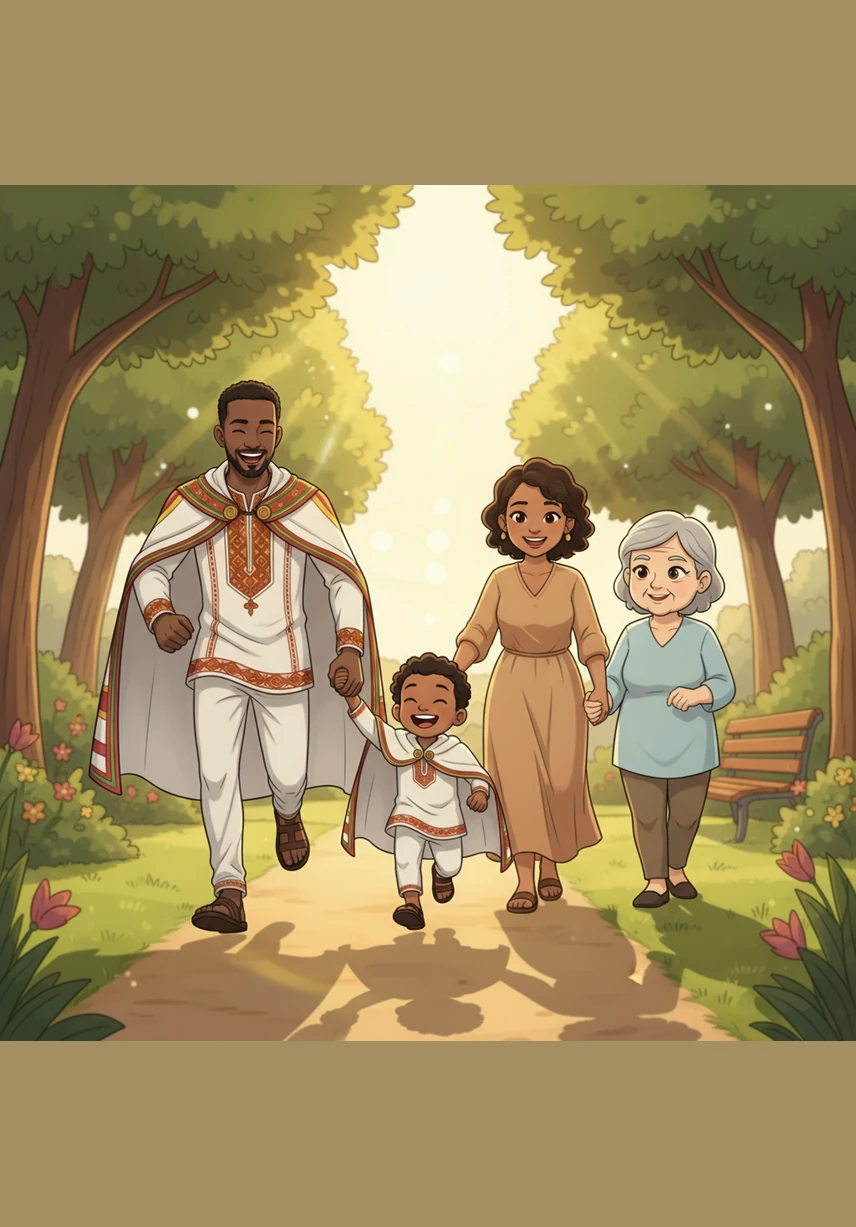 Tadios and his three-year-old child run through a sun-drenched park, celebrating the independence and autonomy of the toddler years. The laughter they share is the ultimate reward that makes every difficult moment of the past three years worth the effort.