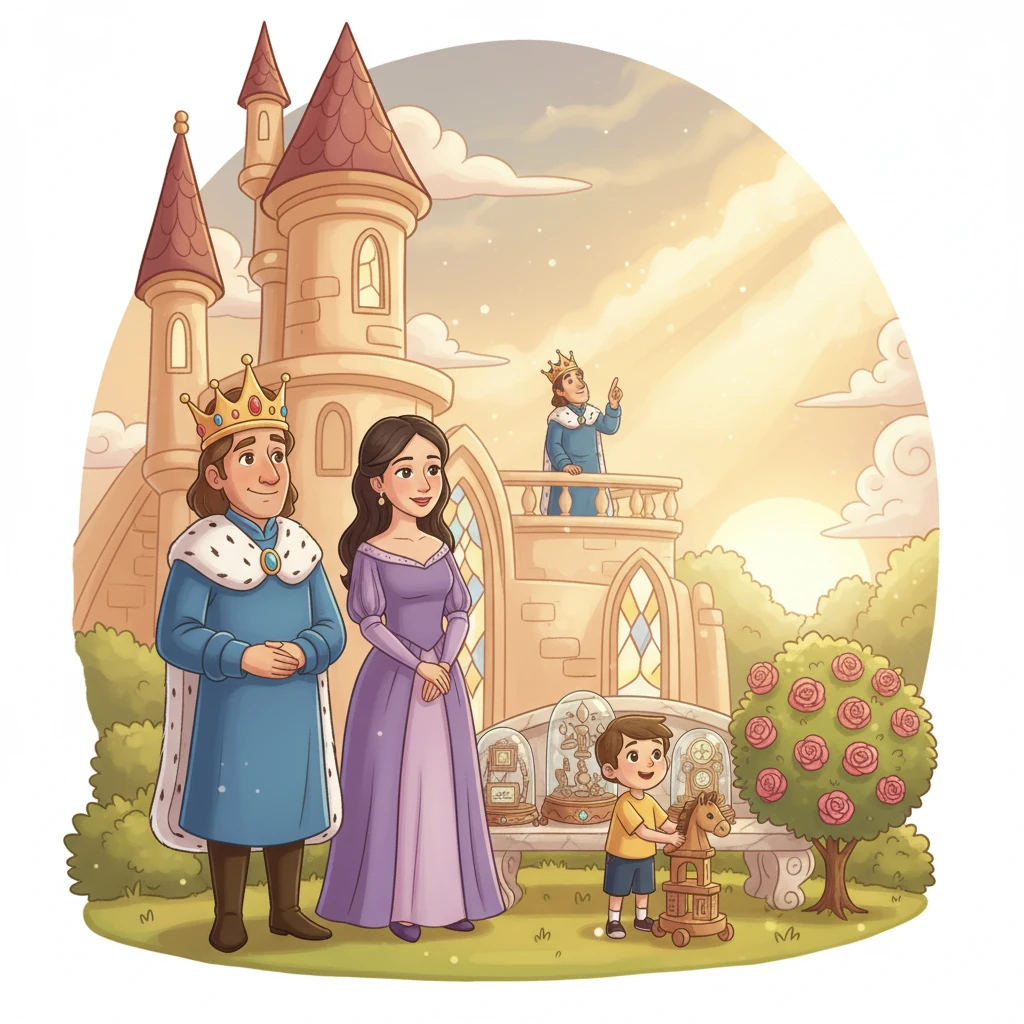 La Reina, con su sonrisa serena, observaba a Aurelio, sabiendo que la verdadera alegría no se encuentra en las posesiones. Un día, el Rey sintió que algo le faltaba, un vacío que solo el sol podía llenar.