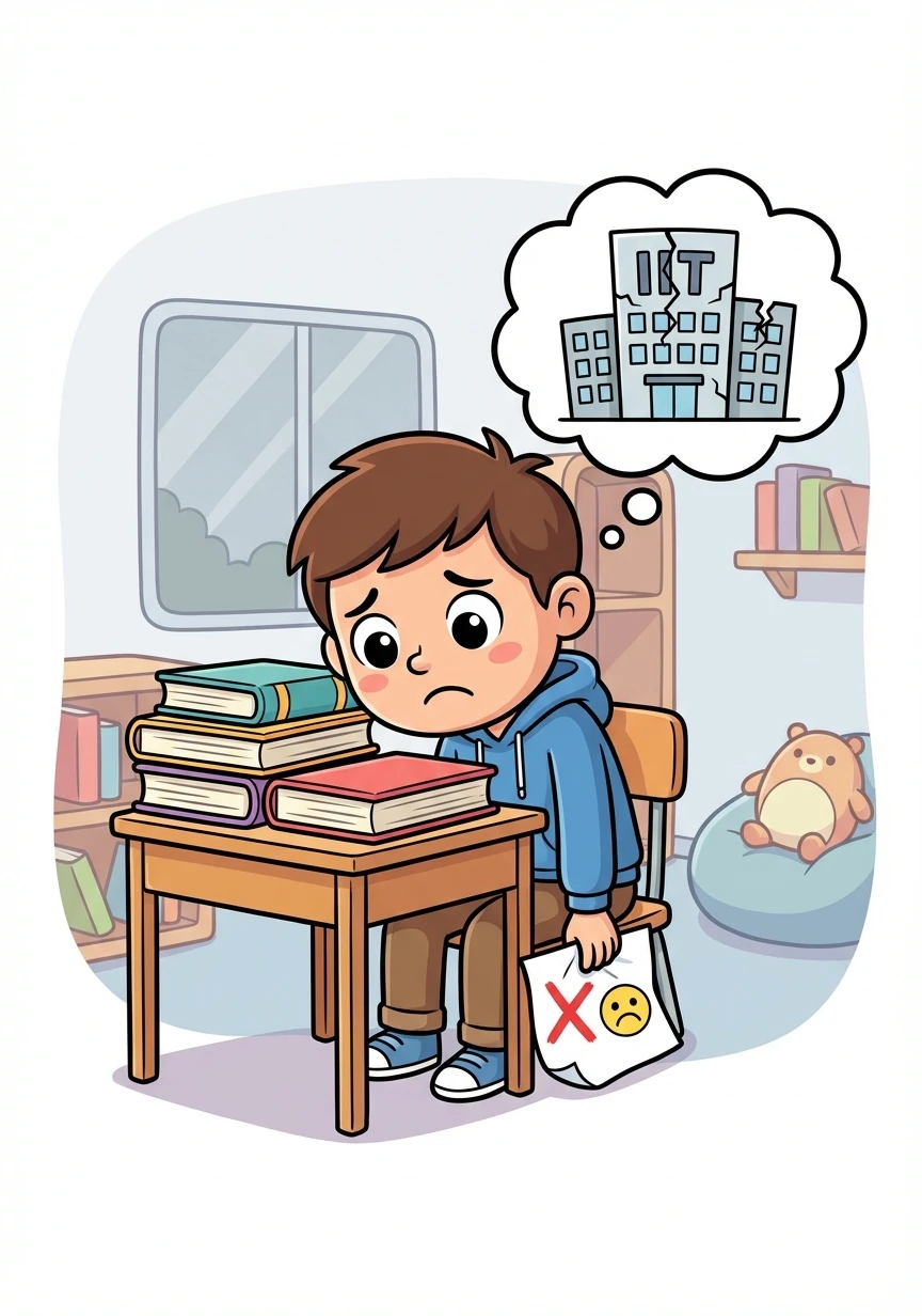 Brahmanand studies hard, but faces challenges. He doesn't quite make it into IIT, leading to disappointment but not defeat.