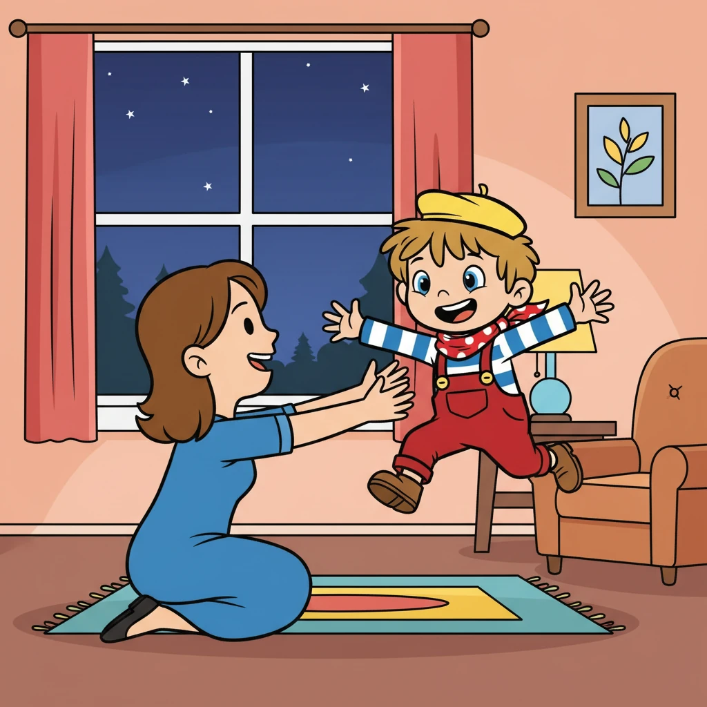 Le mercredi soir, quand Nathan rentre de chez Papy et du zoo, il court dans les bras de maman pour un gros câlin. Il raconte tout ce qu'il a vu et fait.