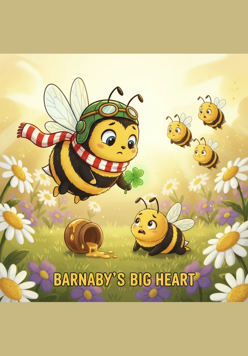 Flying from the clover to a bright blue cornflower, Barnaby shakes off some of the yellow powder, helping the flowers share their magic. This special dance of pollination ensures that the meadow will grow new seeds and stay beautiful forever.