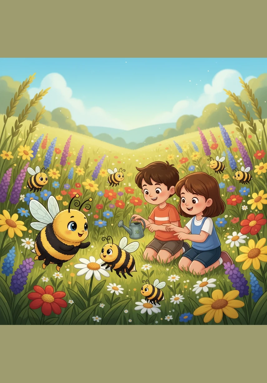 The Golden Meadow is a riot of color and life, flourishing under the care of its tiny heroes and their human friends. Together, they have started a beautiful friendship that keeps the Earth healthy and the world full of wonder.