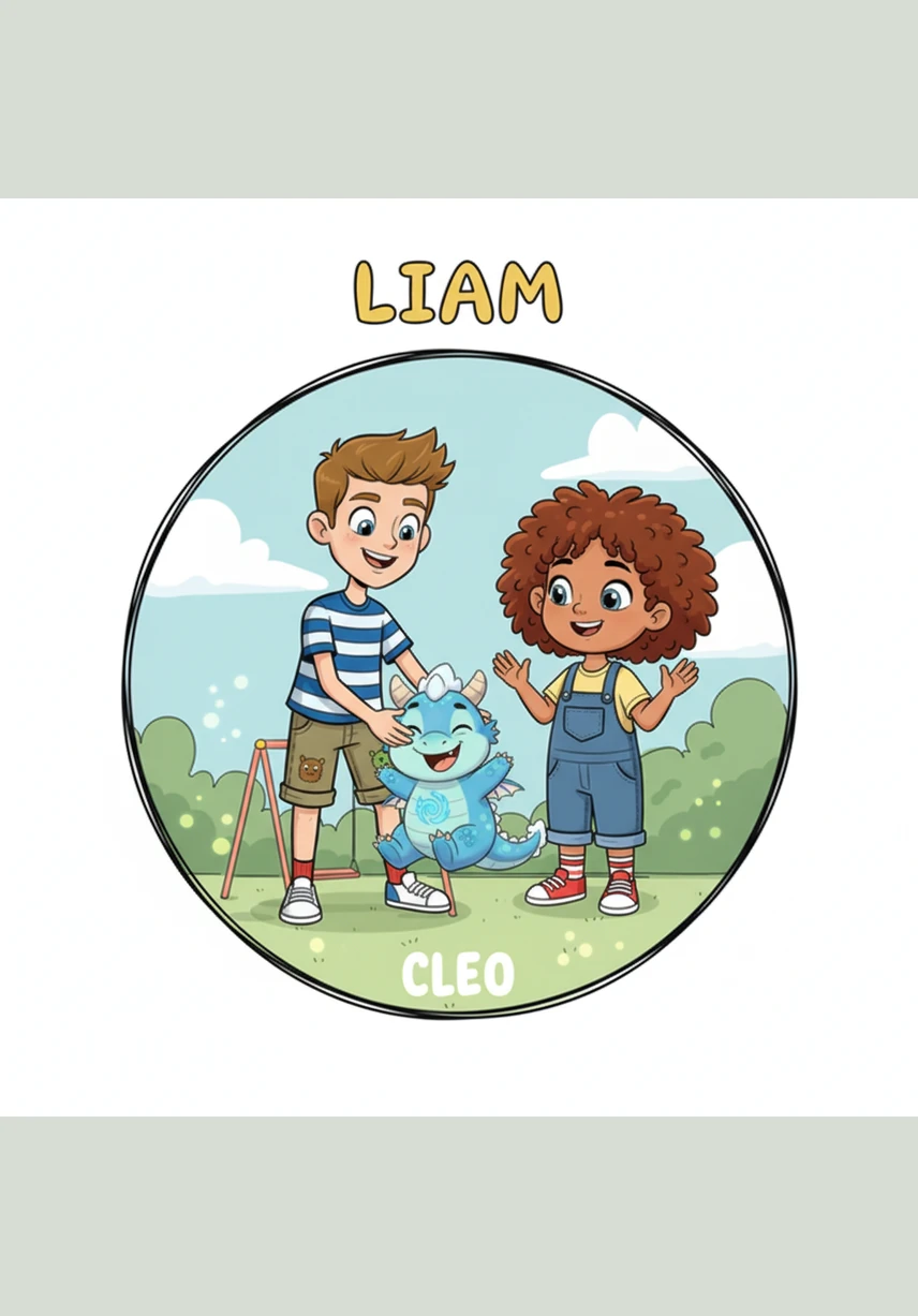 Cleo reaches out to tickle Lugga’s soft belly, causing the little dragon to let out a giant, bubbly laugh that accidentally turns into a fiery sneeze. A small puff of flame shoots toward the laundry line, and Liam gasps as he sees Dad’s underpants now have two very large, smoking burnt holes in them.