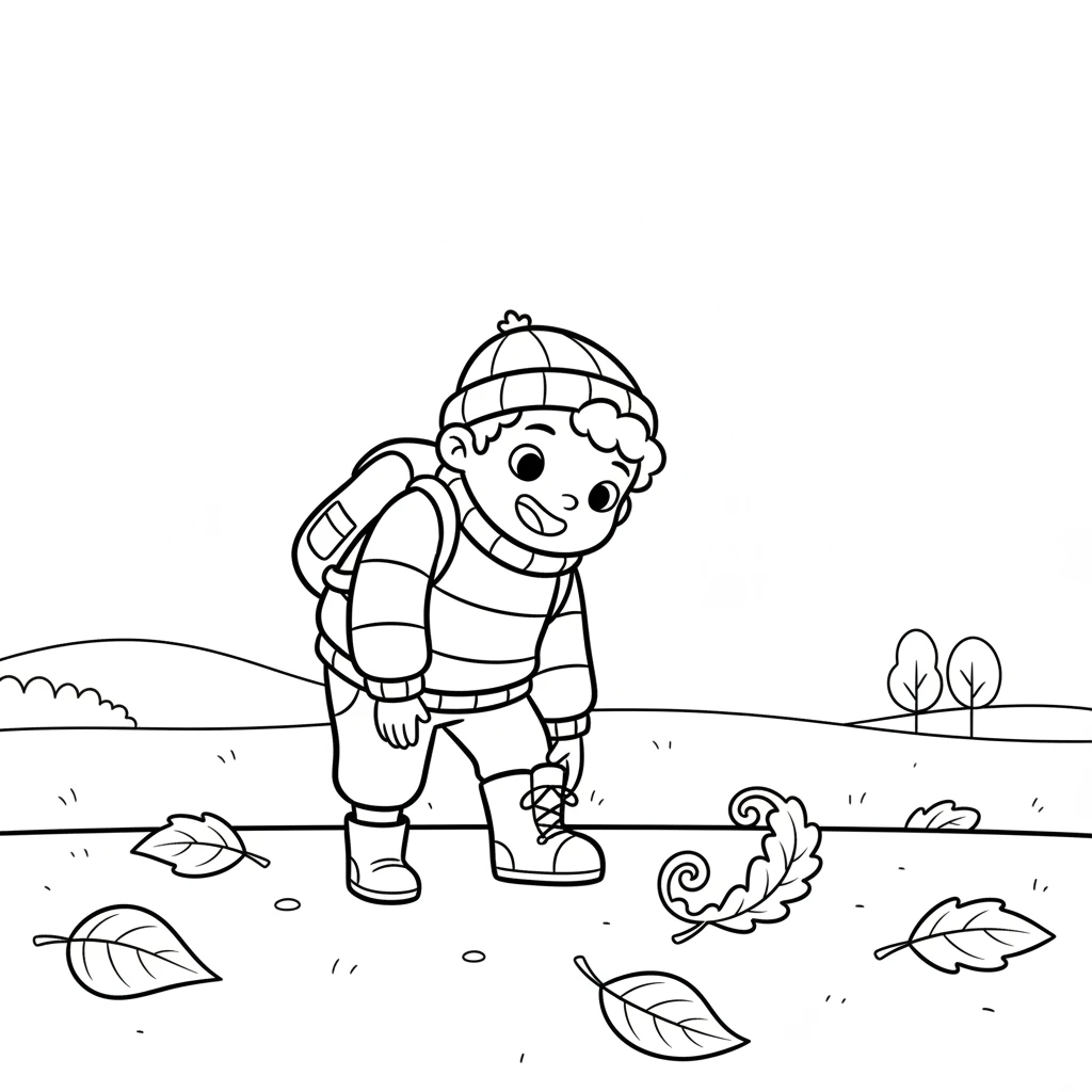 Leo decided it was the perfect day for an adventure. He wanted to find the most beautiful autumn leaf in the whole wide world. He put on his little boots, ready to explore.