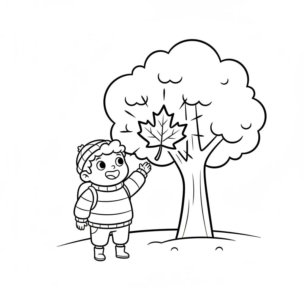 Suddenly, under a bright maple tree, Leo saw it! A leaf unlike any other, big and perfectly shaped, glowing a magnificent fiery red. His heart fluttered with excitement.