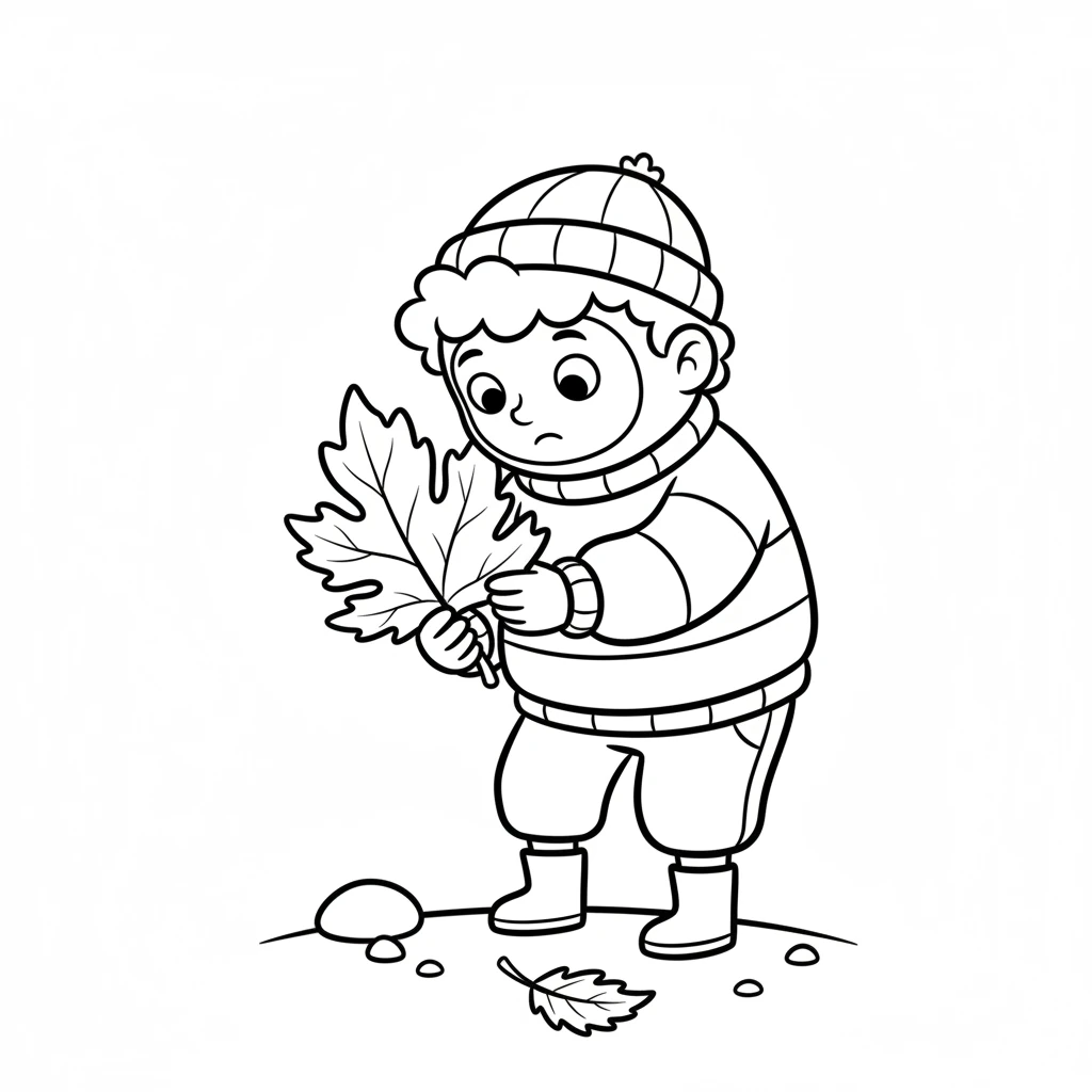 Leo carefully picked up the special leaf, holding it gently in his hands. He turned it over and over, admiring its perfect edges and stunning color. It was even more beautiful up close.