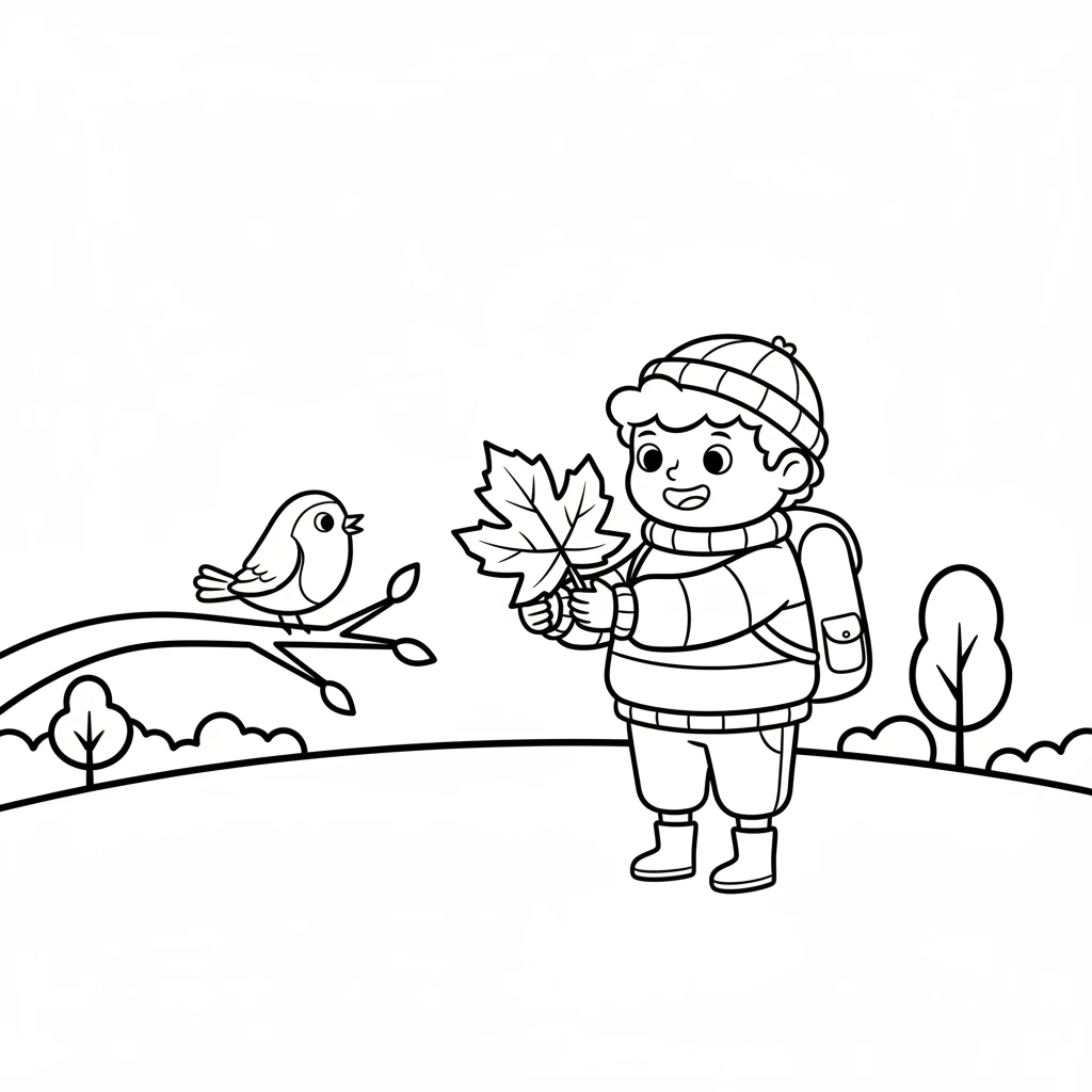 Leo smiled at the robin, holding his perfect leaf up for the bird to see. It felt good to share his joy with a new friend. The robin tilted its head, seemingly appreciative.