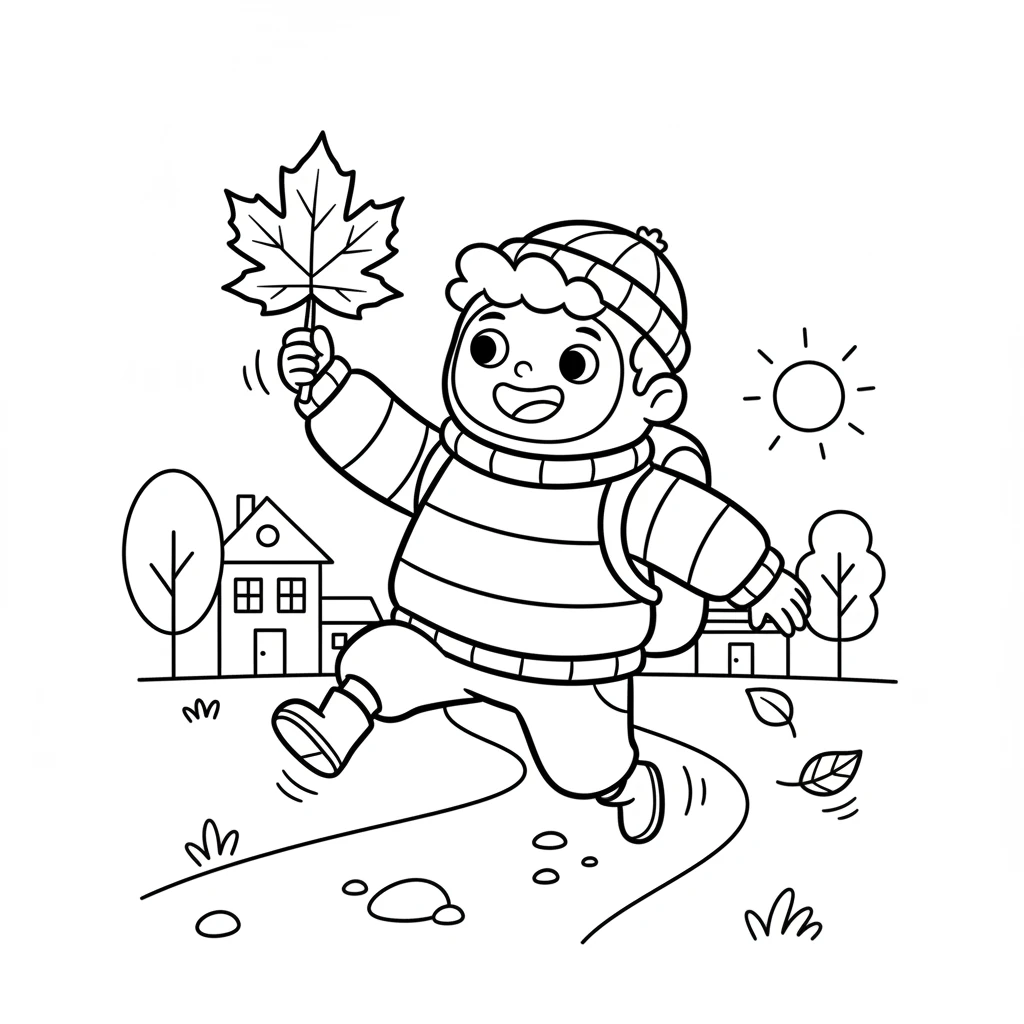 With his perfect red leaf held safely, Leo skipped all the way home. He couldn't wait to show his family the amazing autumn treasure he had found on his exciting adventure.