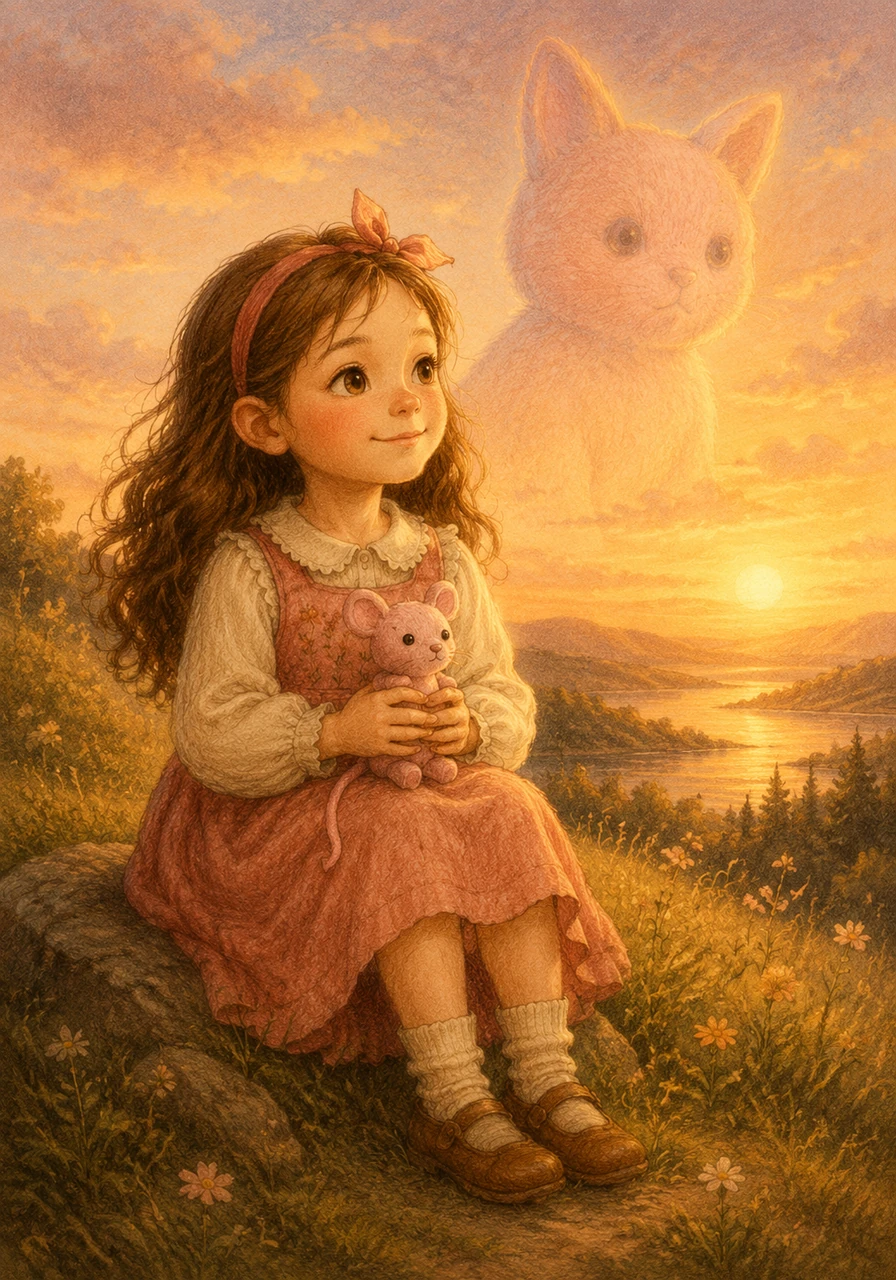 This story is a real-life tribute and a special 6th birthday gift to Manessa, honoring the everlasting memory of her beloved Pinky. Though he stayed behind, his love travels with her everywhere, living forever in the stories she continues to write.