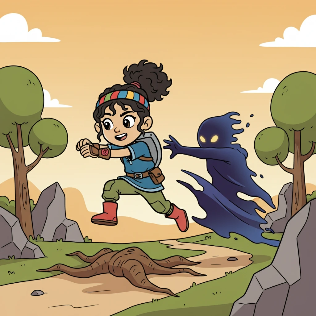 Suddenly, the shadowy figure noticed them and the chase was on! The friends scattered as the figure gave pursuit, its intentions unclear. Elara, despite her physical limitations, displayed incredible agility.