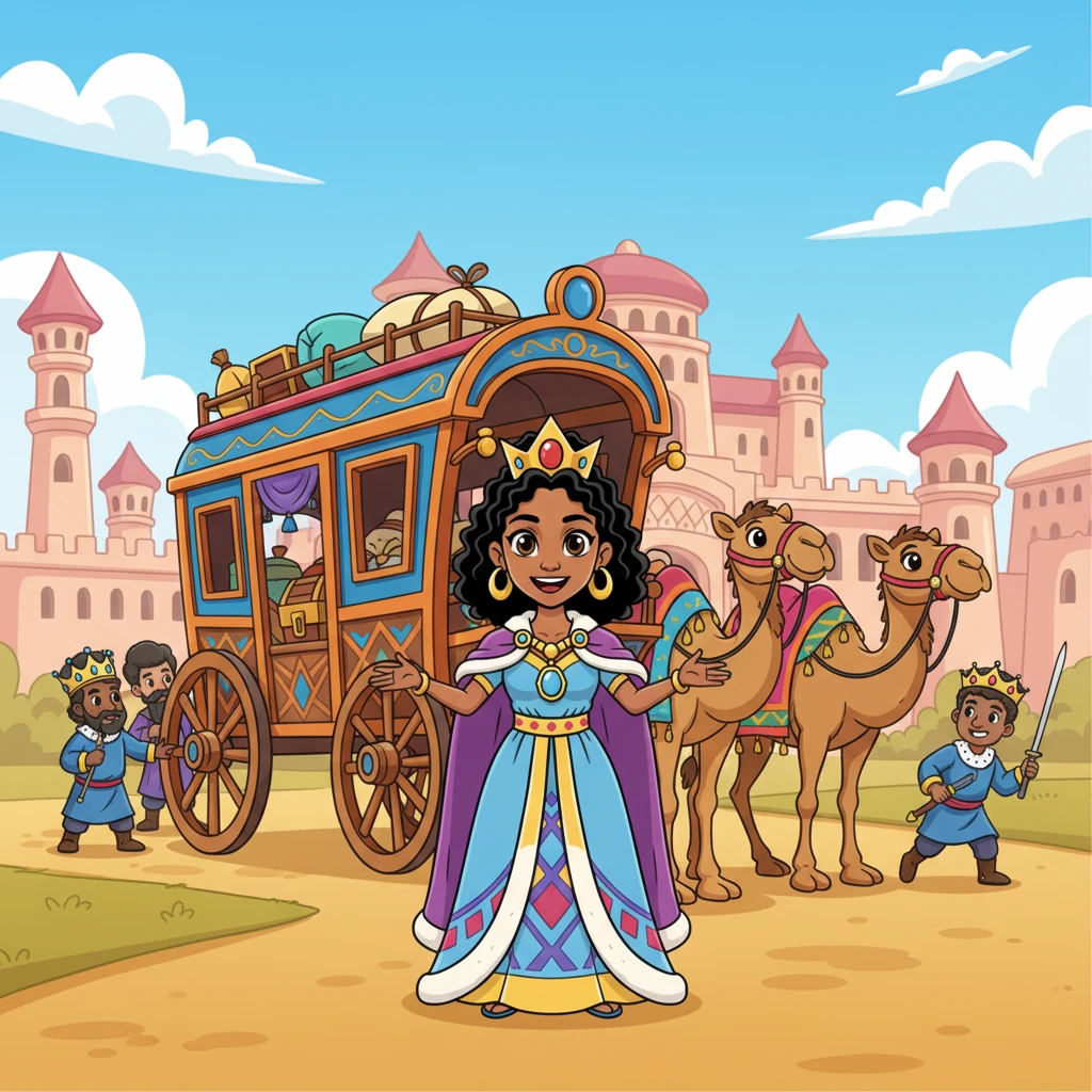 Determined to see for herself, Queen Makeda decided she must journey to Jerusalem. She wanted to test this wise king with her own difficult questions and riddles. With a confident smile, she began to prepare for an adventure that would change her world.