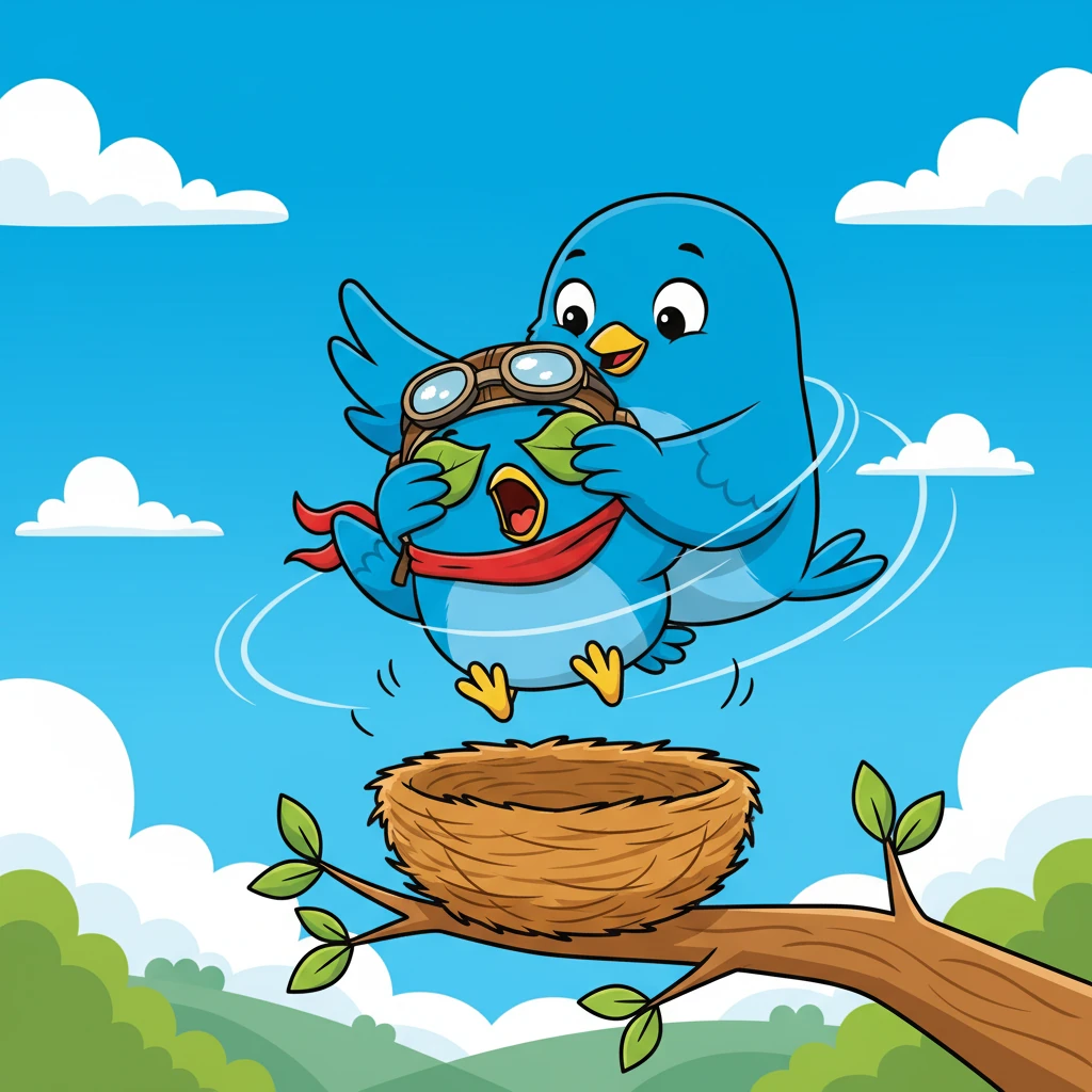 Certa manhã, a mamãe de Lalu tem uma ideia. Ela cobre os olhinhos dele com uma folha macia, segura sua asinha e pergunta baixinho: “Confia em mim, Lalu!” Antes que ele responda, ela salta do ninho! Lalu grita assustado — mas de repente sente o vento passando por todo o seu corpo.