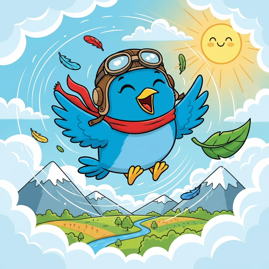 No começo, Lalu sente medo. Mas então, algo mágico acontece: Ele abre suas asas — e começa a voar! O vento toca suas penas e o faz rir de alegria. A folha se solta de seus olhos, e ele vê o mundo lá de cima pela primeira vez: montanhas, rios, árvores e o brilho do sol.