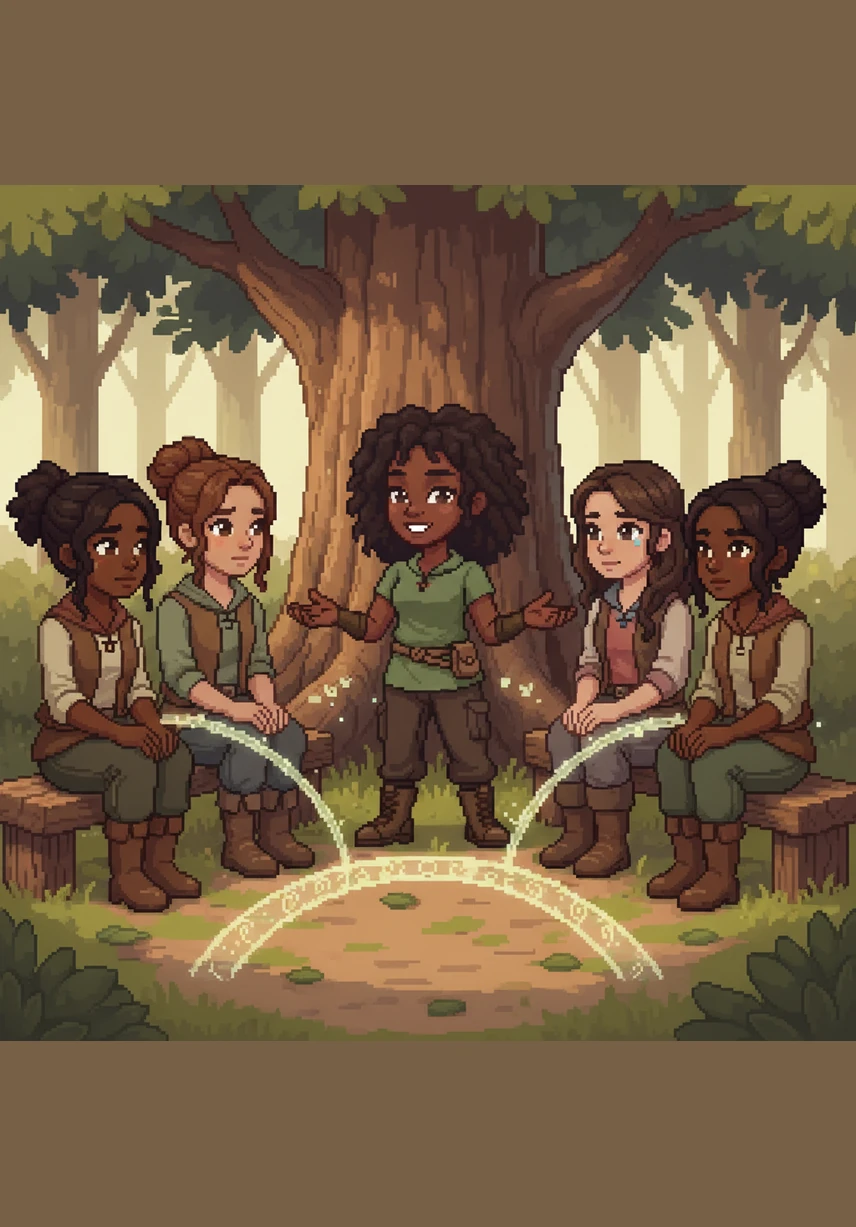 Maya gathers a group of young women in a circle, sharing her testimony of survival and the power of grace. Her words become a bridge for others, helping them cross over their own obstacles with newfound confidence and shared support.