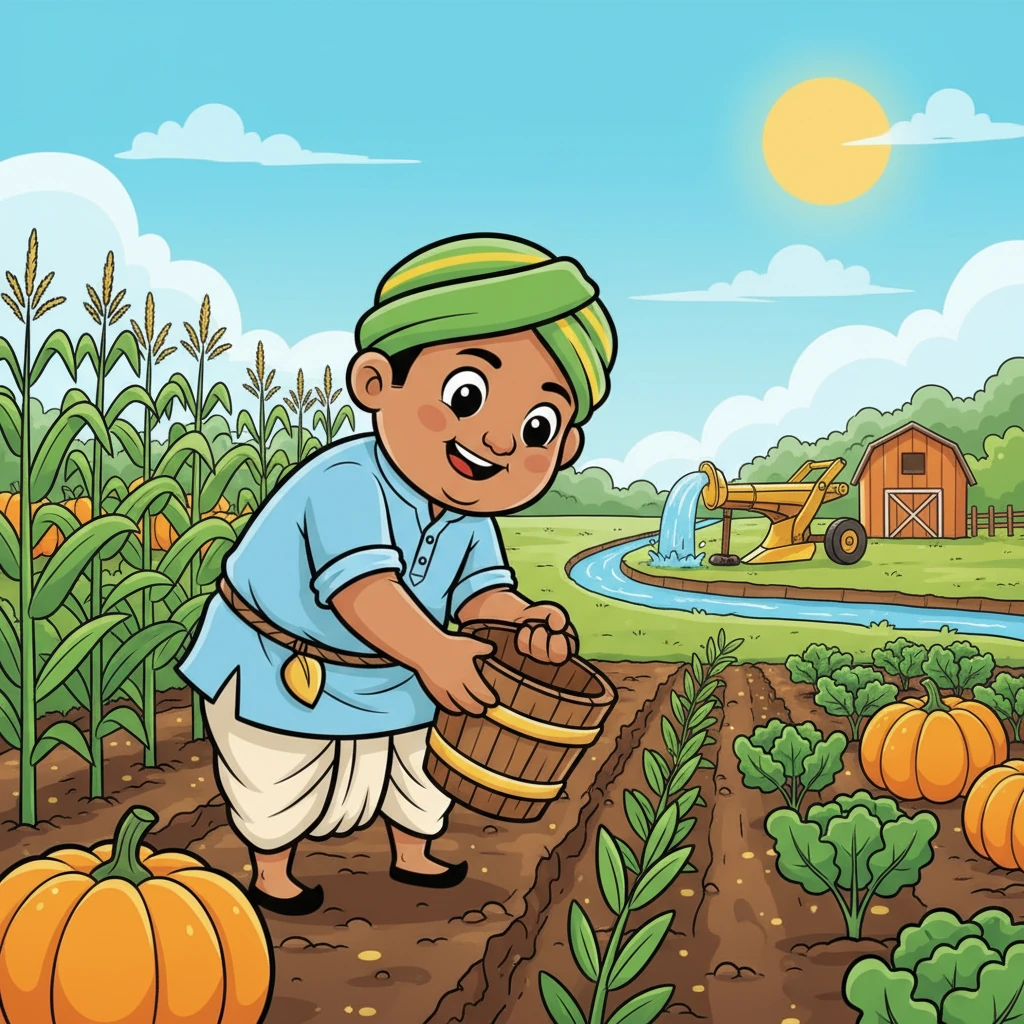 रामू ने उस सोने का उपयोग अपने खेत को और भी बेहतर बनाने के लिए किया। उसने खेती कभी नहीं छोड़ी, चाहे उसके पास कितना भी सोना क्यों न हो। वह अब भी हर सुबह जल्दी उठता था और अपने खेत में खुशी-खुशी काम करता था। उसकी फसलें हमेशा हरी-भरी रहती थीं।