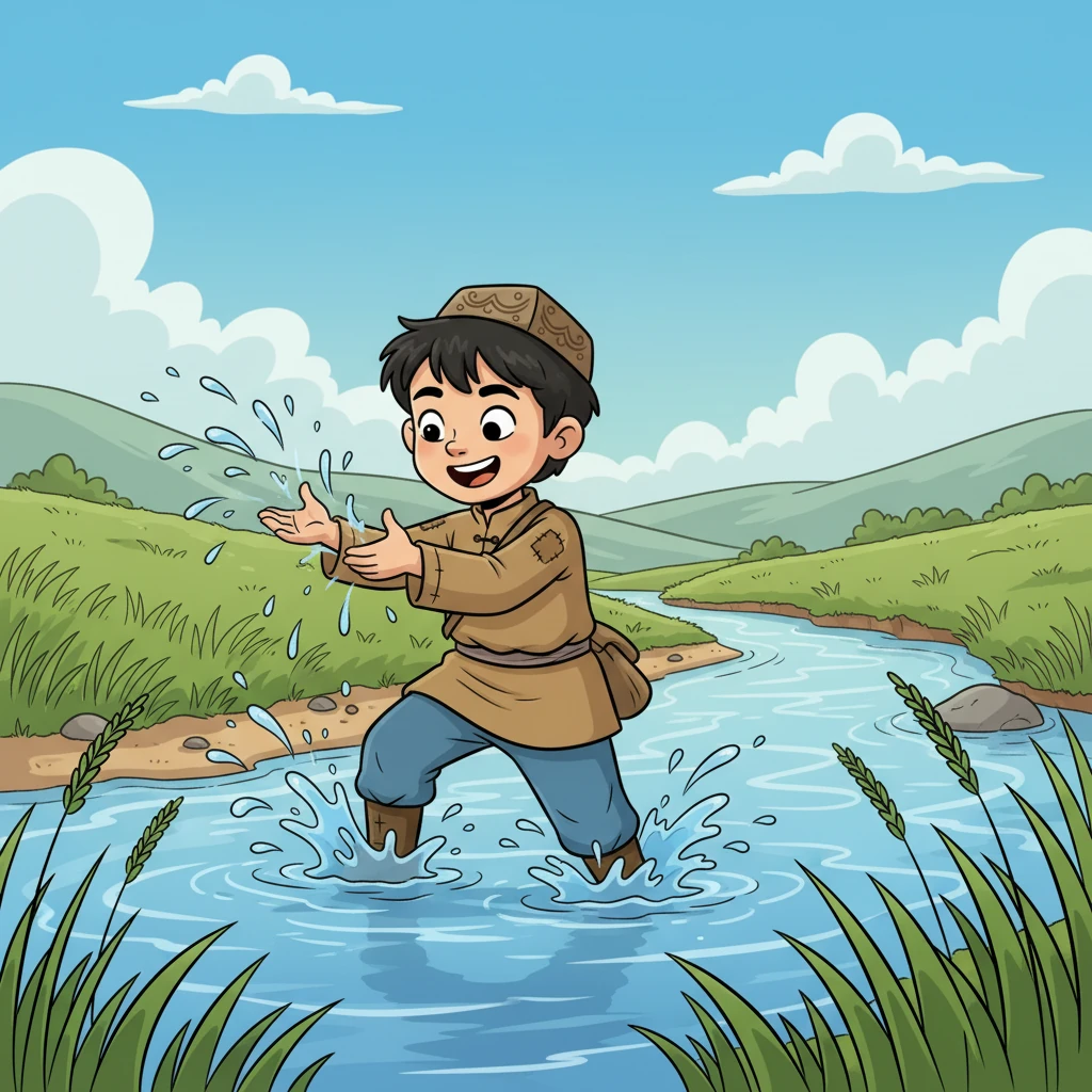 Міне, сол күні ол Торғай төресіндегі Қабырға өзенін табады. Суы мөлдір, жағалауы жап-жасыл, шөбі шүйгін. Сейітқұлдың жүзінде үлкен қуаныш пен жеңілдік пайда болады.