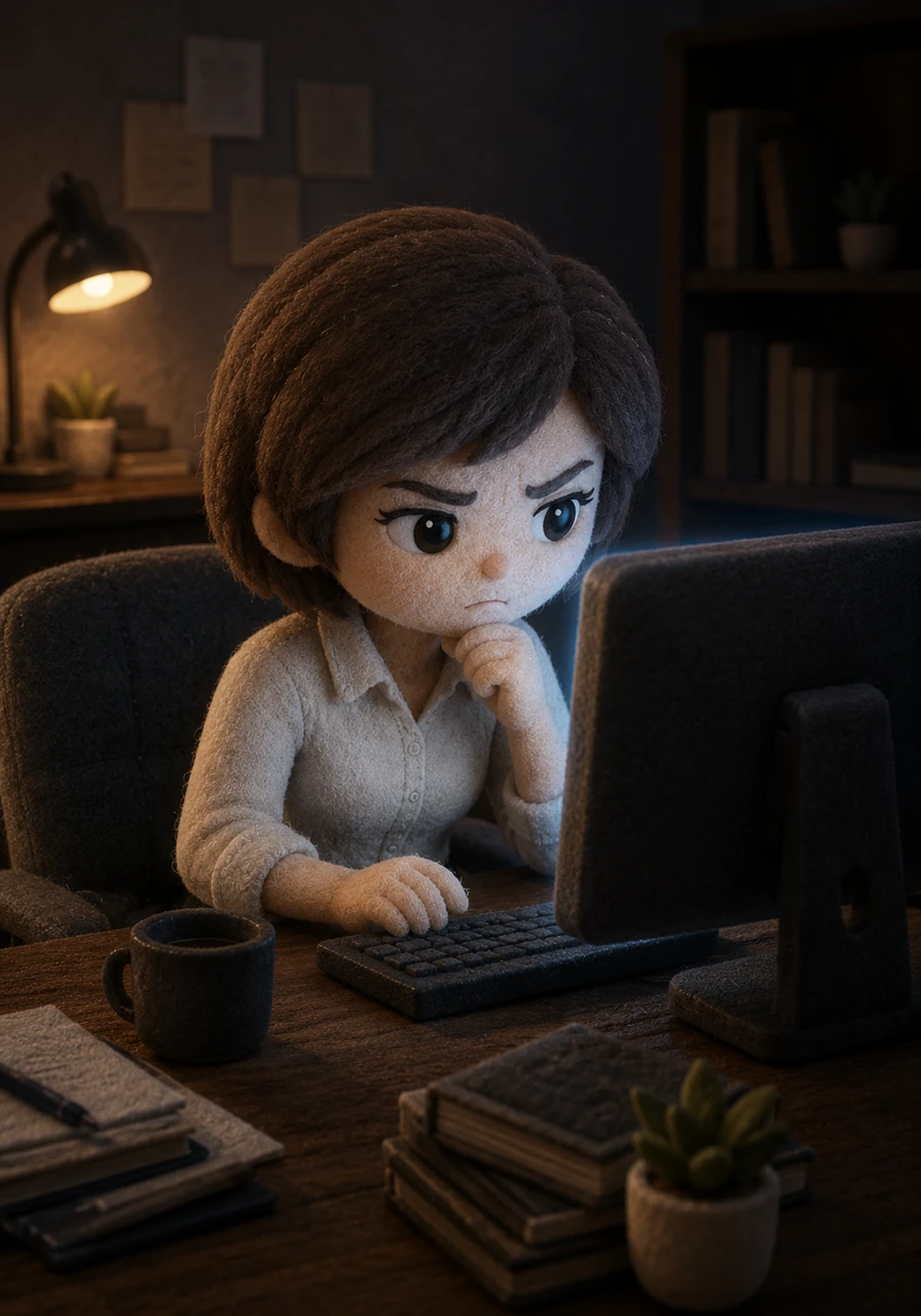 Laura se sumerge en líneas de código bajo la tenue luz de su escritorio, sintiendo la presión de construir algo sin planos definidos. La incertidumbre la acompaña en cada función que escribe, mientras se pregunta si su interpretación solitaria coincidirá con lo que el resto del equipo tiene en mente.