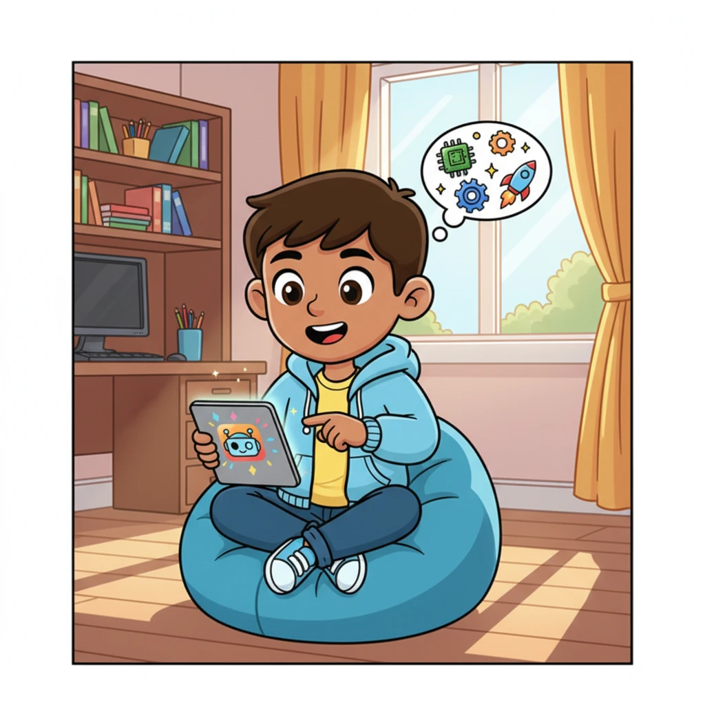 Rahul was a regular student, always eager to learn new things, especially about the exciting world of technology. He often dreamed of discovering cool apps that could make his life more fun and his studies more engaging. One sunny afternoon, while browsing online, a shiny new app caught his eye.