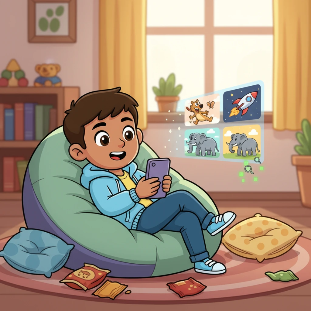 For the next two days, Rahul was in movie paradise. He watched cartoons, animal documentaries, and even a few space adventures, completely engrossed. He didn't notice the tiny, almost invisible, activity happening in the background of his phone, quietly collecting his information.