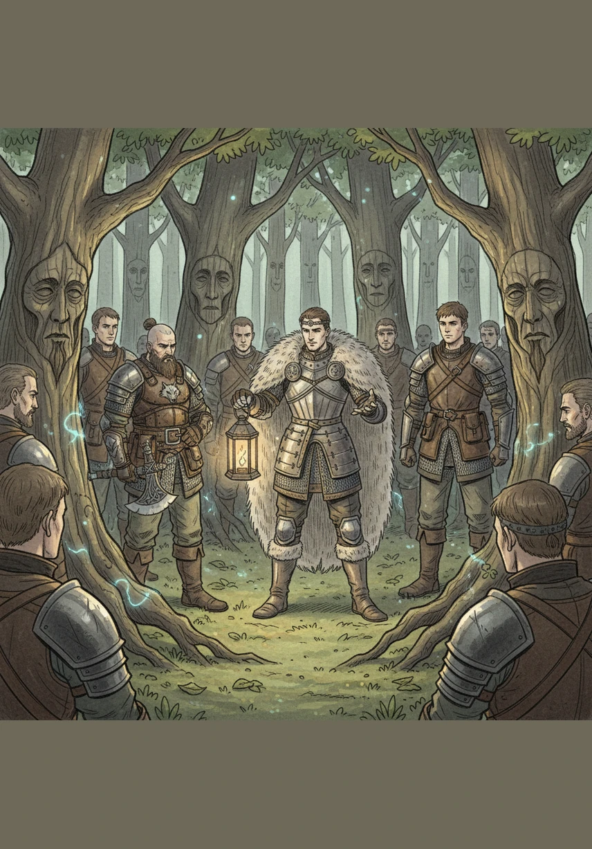 Bryam Carballo reúne a los guerreros en el bosque sagrado para revelar el origen de los Caminantes Blancos, creados por la Gente del Bosque en tiempos de guerra. Bajo los árboles de rostros tallados, el grupo comprende que el enemigo que enfrentan nació de una magia antigua y desesperada.