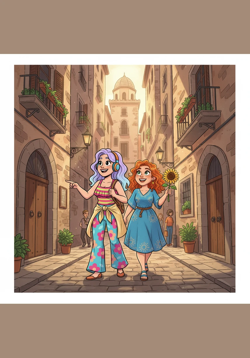 Winding through the narrow, historic streets of the Gothic Quarter, they discover hidden plazas and artisan shops. Every corner turned is a new memory added to their vast collection, proving that life is always better when shared.