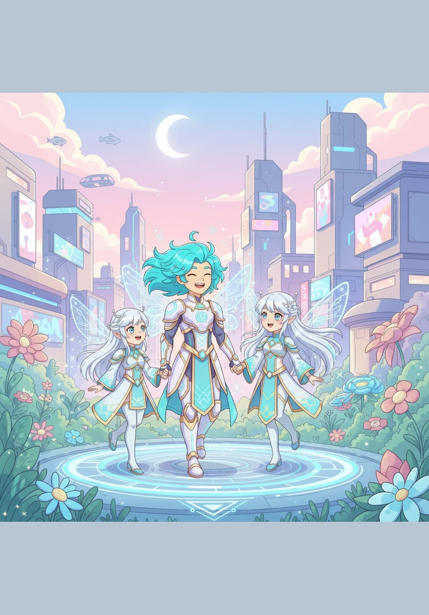 Một vị Thiên Tử đang vui đùa thỏa thích cùng các thiên nữ giữa những thảm hoa mềm mại. Gương mặt ngài rạng rỡ niềm vui, đắm chìm trong sự sung túc và những lạc thú ngọt ngào của thiên giới.