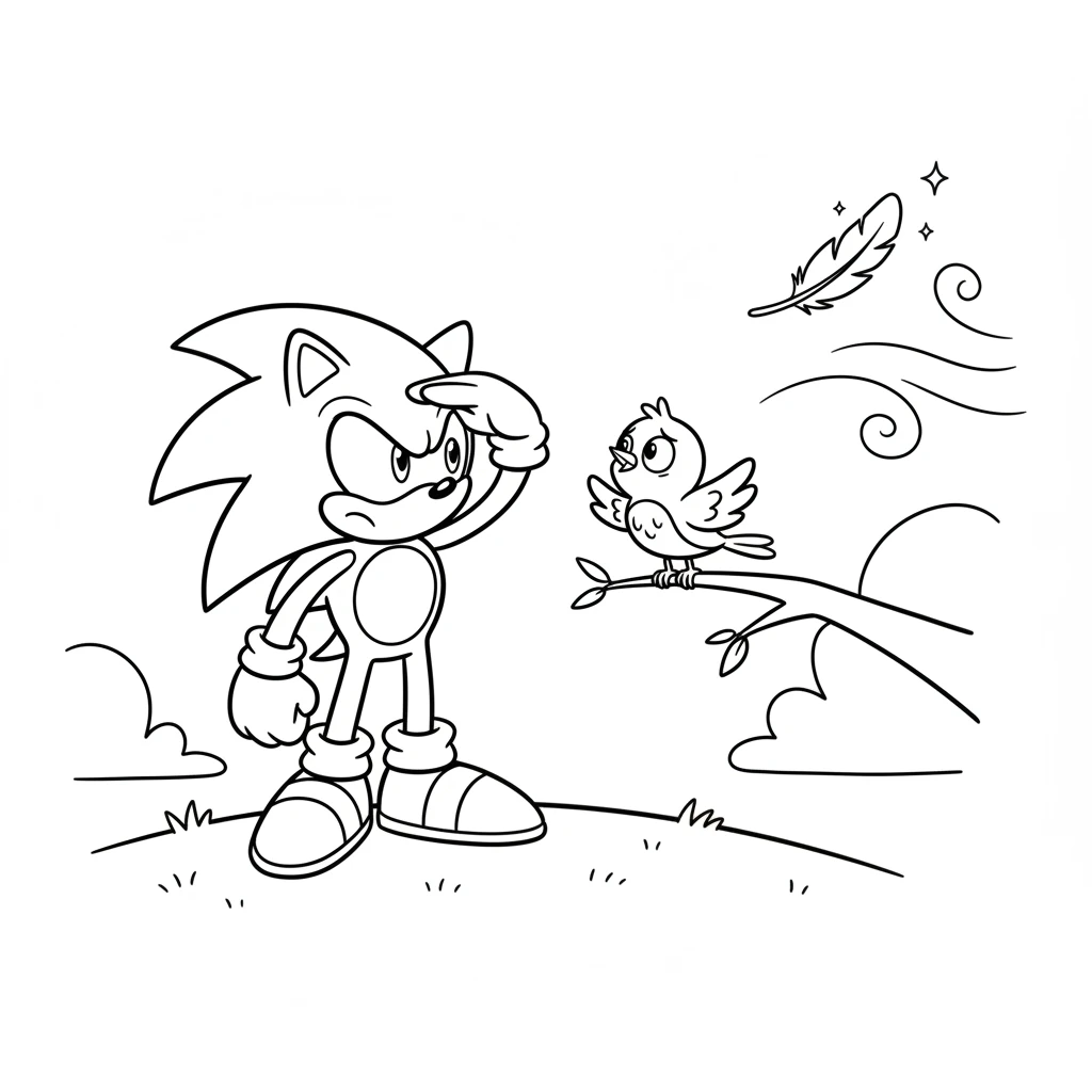 "Oh, dear Dash," chirped the bird, "I've lost my most special, sparkly feather! It flew away in the wind." Dash, with a big heart, promised to help find it, ready to use his amazing speed.