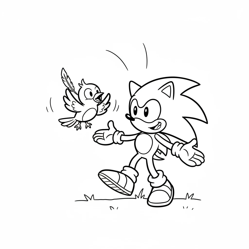 The bird carefully tucked its special feather back into its wing, feeling complete again. It fluttered happily, thanking Dash with joyful chirps and a happy dance, grateful for his kindness.