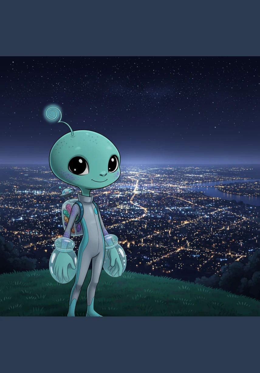When night fell, Pip looked out over a nearby city and saw thousands of twinkling lights. To him, the city looked like a fallen constellation, a beautiful reflection of the starry home he had left behind.