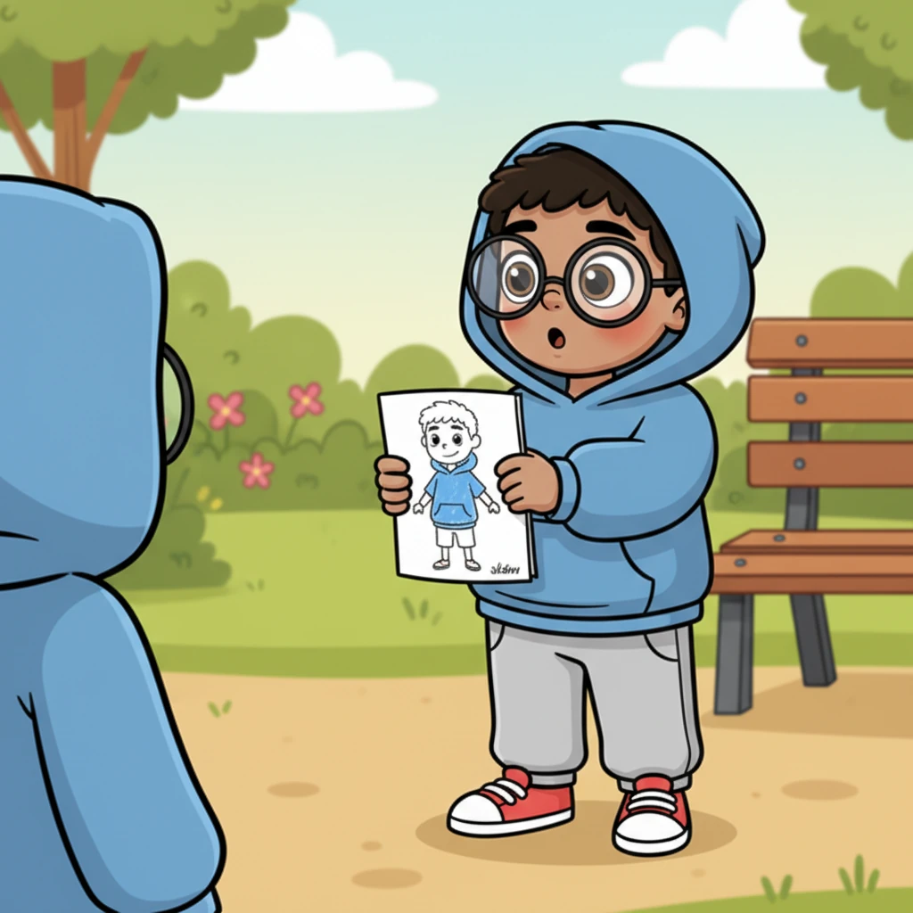 Sam's eyes widened behind his glasses. He looked at the drawing, then at Lily, a tiny spark of surprise in his usually downcast gaze. He didn't say anything, but a faint blush spread across his cheeks. It was the first time someone had noticed him.