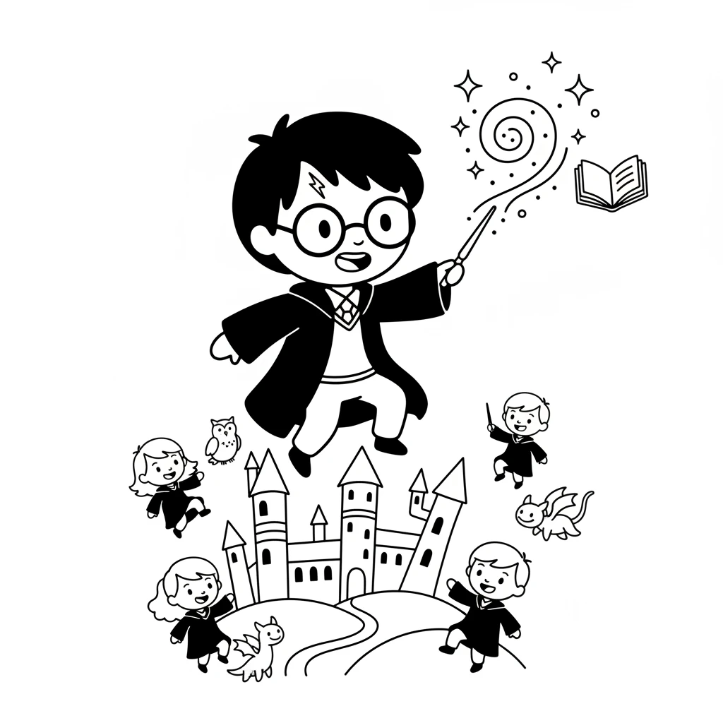 Harry and the Magic School - 涂色本