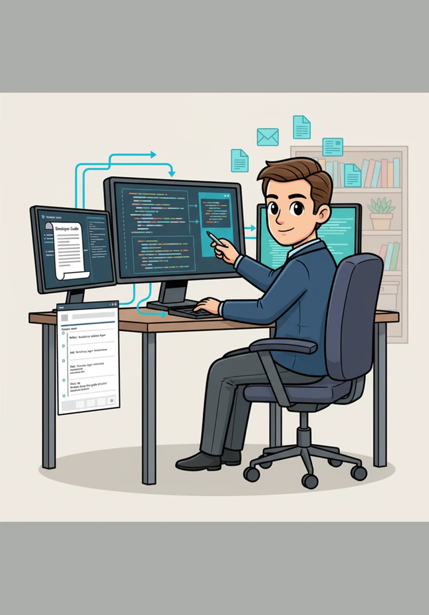 Before the final delivery, Alex organizes the code into a clean architecture and writes a comprehensive guide for other developers. Every commit in the version history tells a story of steady, professional progress.